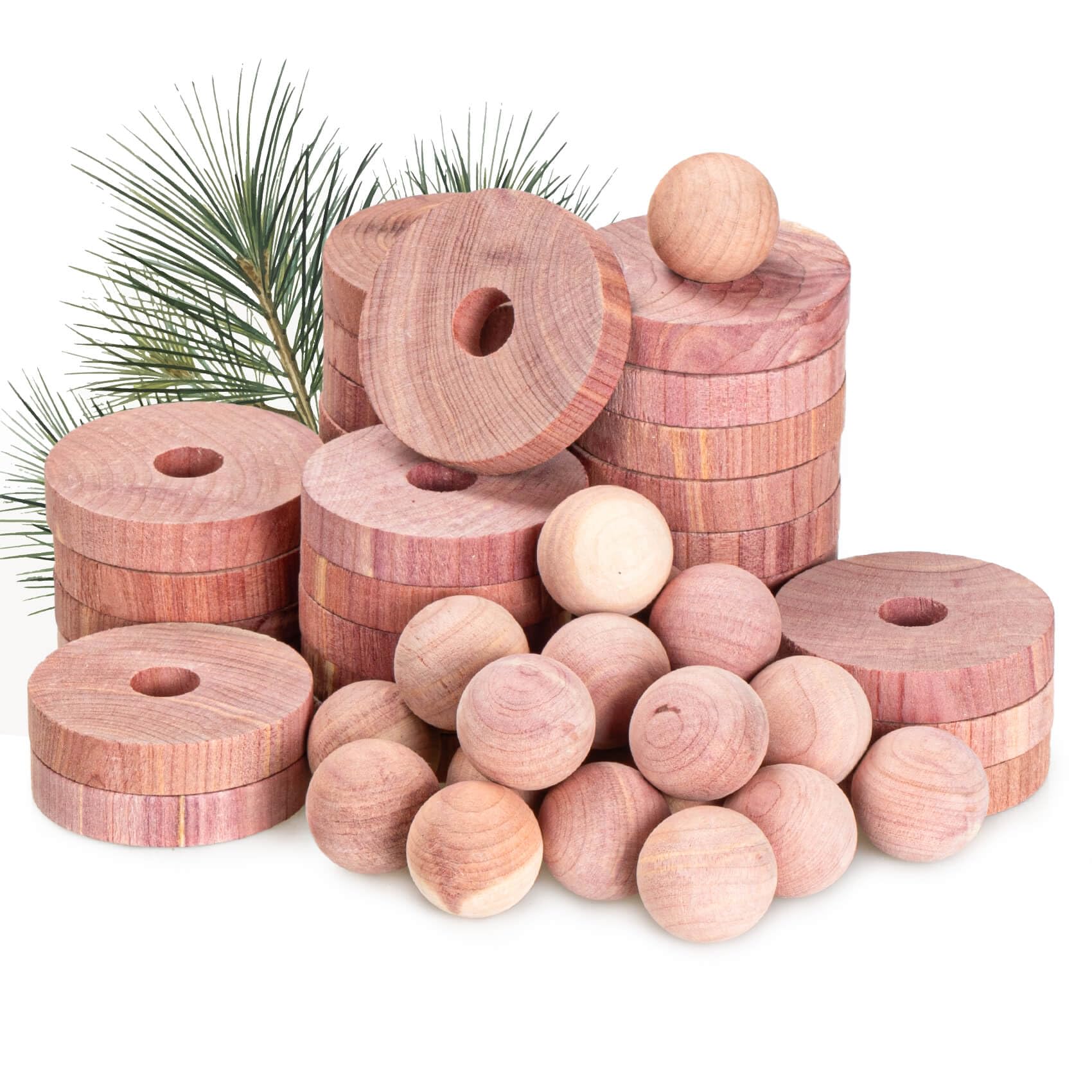 50 Pack Natural Cedar Balls & Rings for Clothes Protection - Moth Repellent for Closet, Drawers & Storage (30 Cedar Rings + 20 Cedar Balls) - Fresh Scent Cedarwood Blocks for Wardrobe, Dresser & Seasonal Clothing Storage