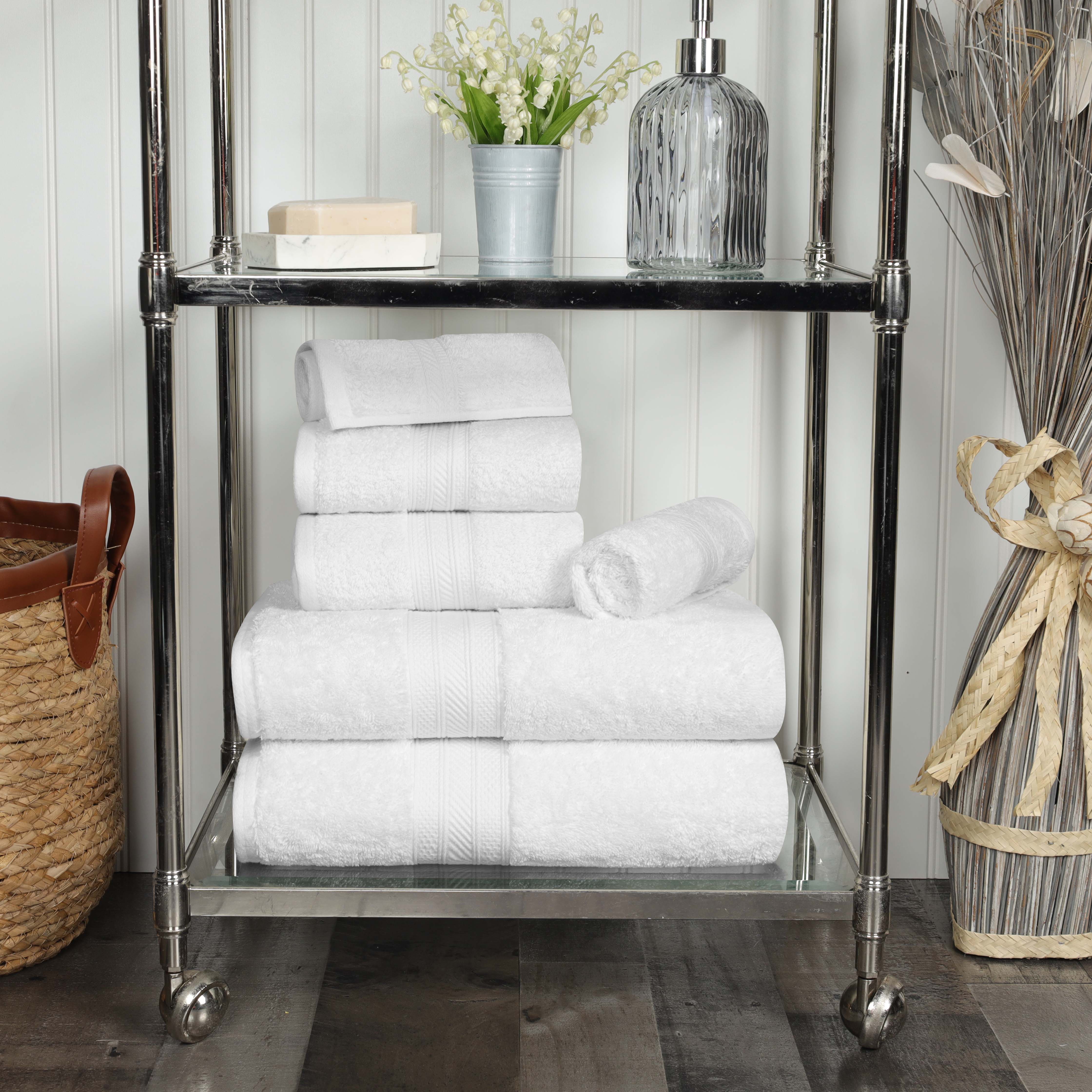 Premium Atlas Cotton Plush Heavyweight Luxury 6-Piece Bath Towel Set - Ultra Soft & Absorbent for Spa, Hotel & Home Bathroom Use
