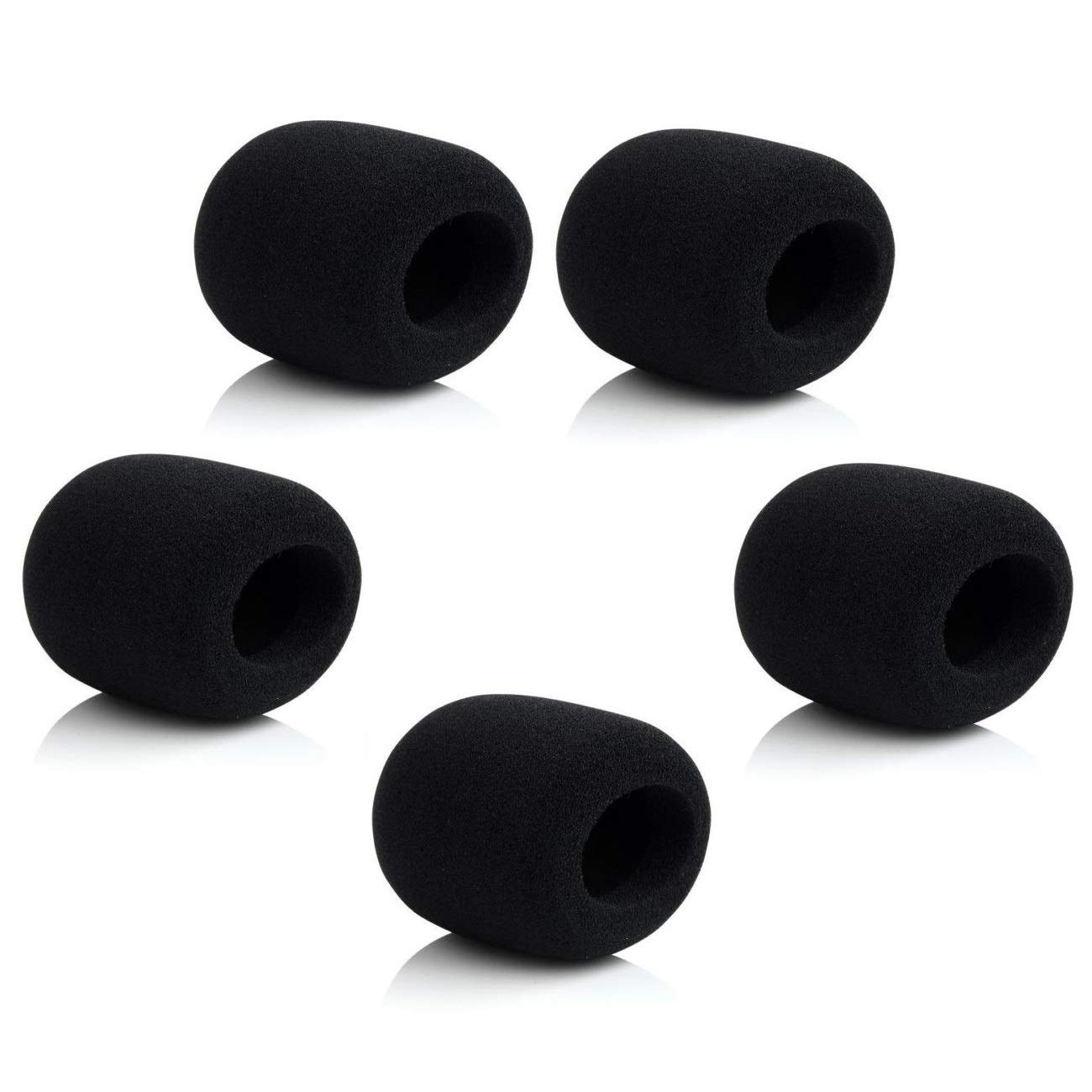 5 Pack Foam Microphone Windscreen Covers - Pop Filter Sponge for Shure SM58 Mic - Reduce Wind Noise & Improve Sound Quality for Live Performances & Studio Recordings