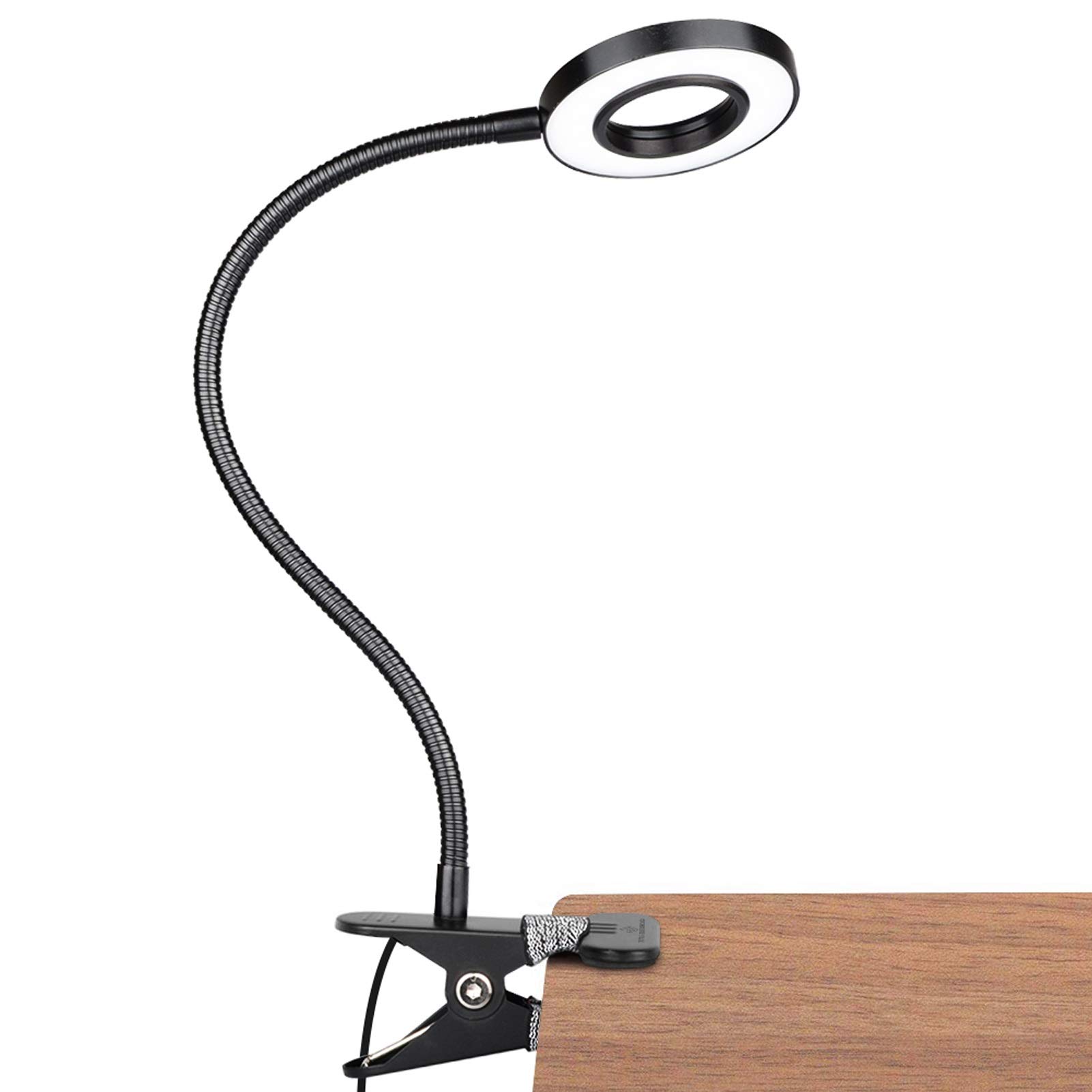 Glorious-Lite LED Clip On Reading Light - 36 LED Book Light with 4 Brightness Modes, 360° Adjustable Gooseneck - Eye-Caring Desk Lamp for Bed, Computer, Headboard & Dorm Room (Black) | Perfect for Night Reading, Studying & Office Work