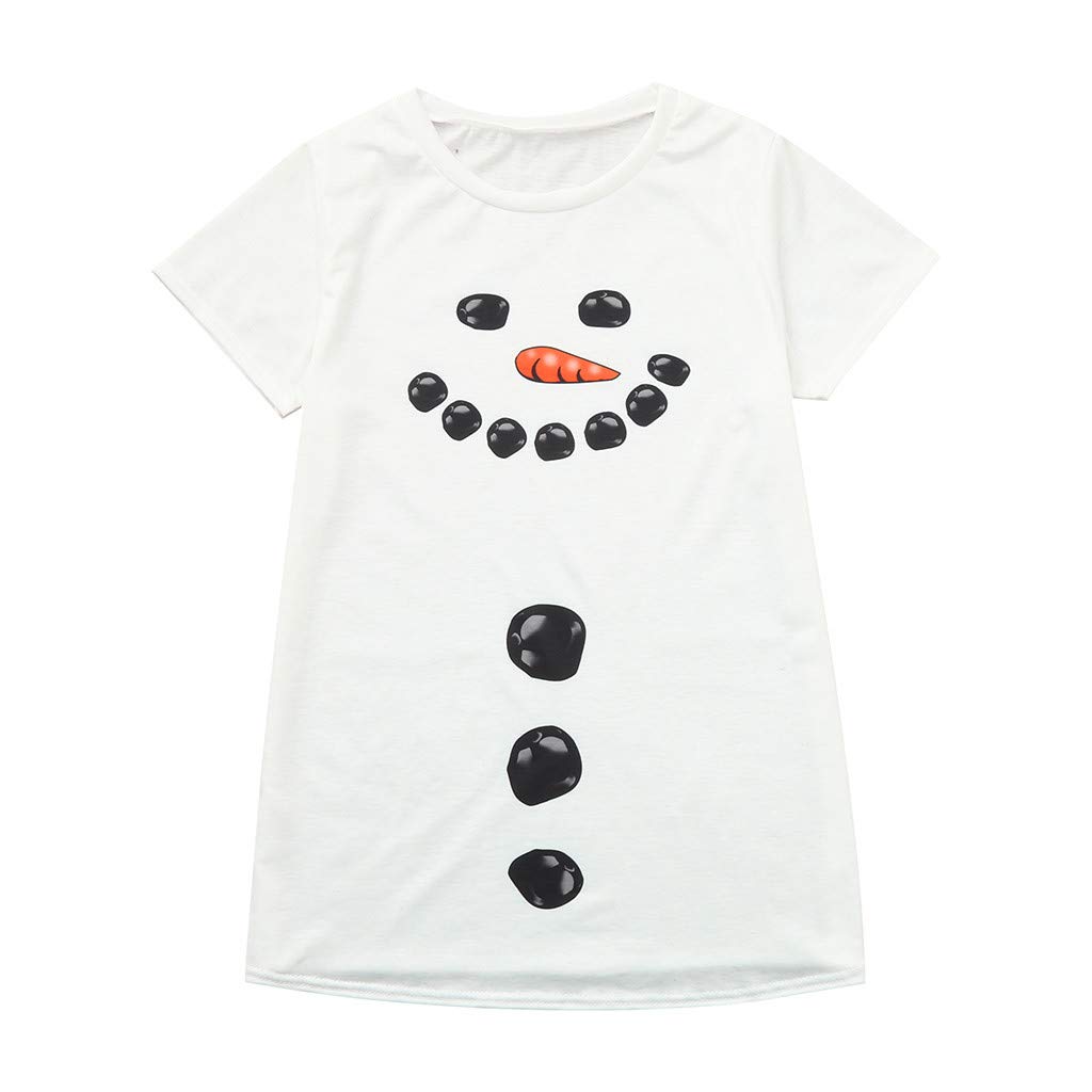Women's Christmas Snowman Cartoon Maternity T-Shirt - Pregnancy Tee Top - Comfortable Maternity Clothes (White) - Perfect for Holiday Parties & Family Photos