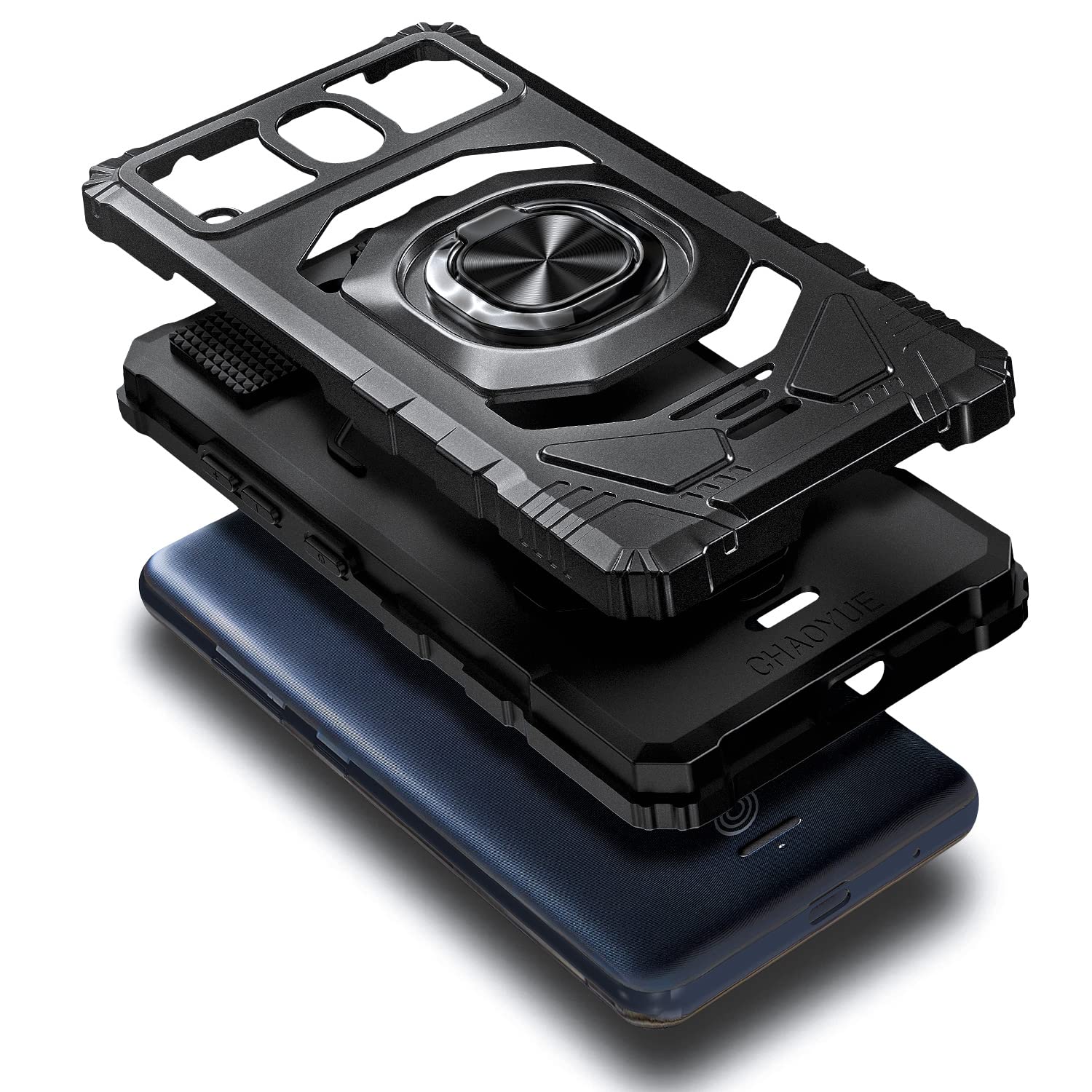 **Nokia C100 Case with Tempered Glass Screen Protector - Military-Grade Full Body Protection, Magnetic Car Mount Holder (Black) - Perfect for Daily Use, Travel & Commuting**