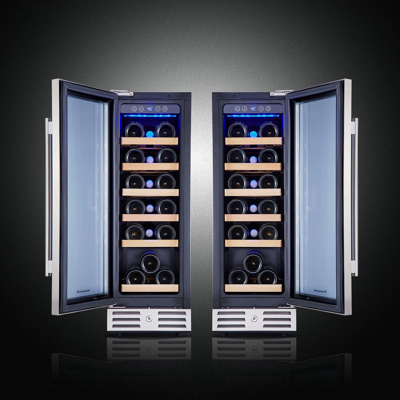 Kalamera 18 Bottle Mini Wine Fridge - 12 Inch Compact Wine Cooler Refrigerator with Stainless Steel & Double-Layer Tempered Glass Door, Built-in or Freestanding, Temperature Memory Function - Perfect for Home Bars, Kitchen, Office & Dorm Rooms