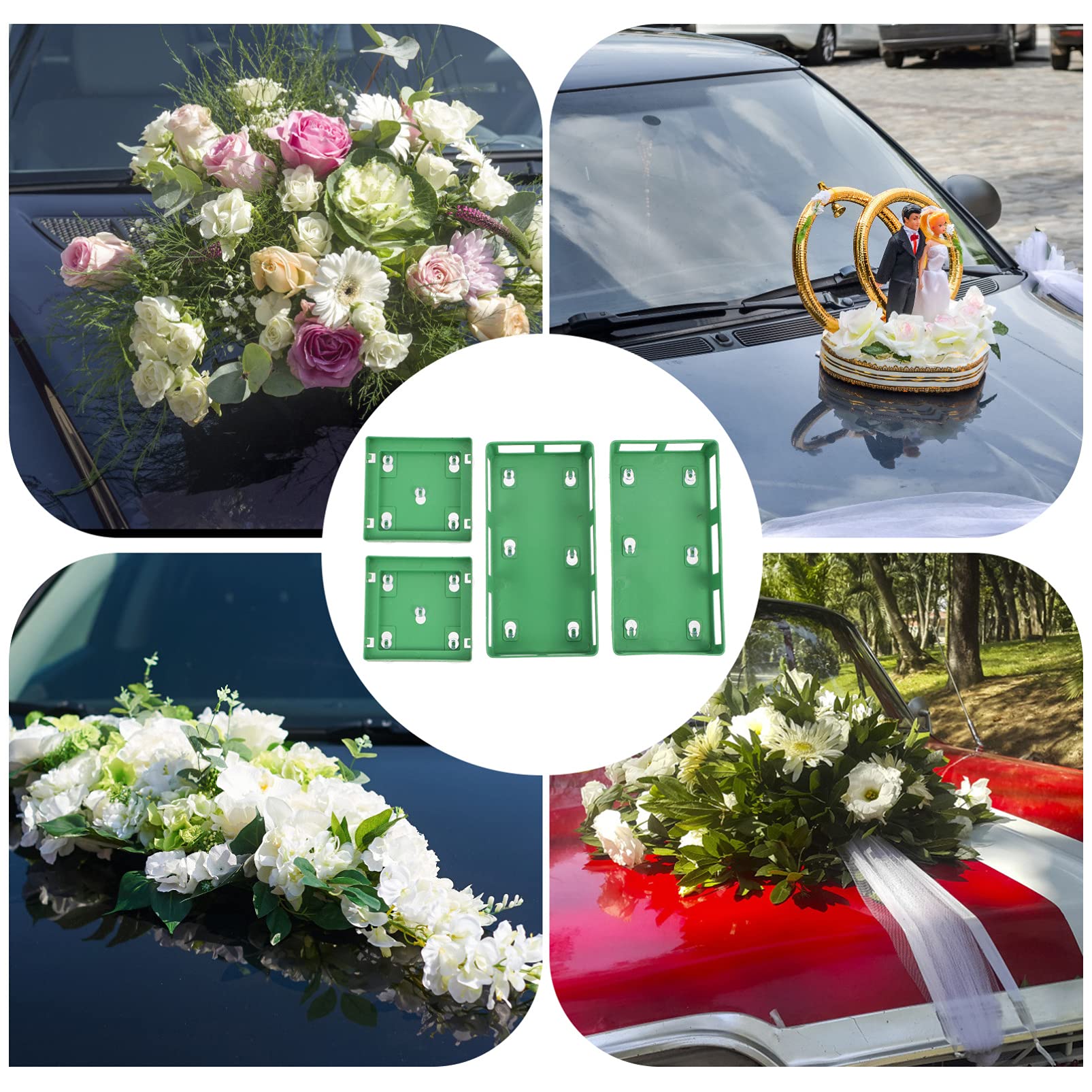 Healifty 4 Pack Floral Foam Trays with Suction Cups - Floral Mud Discs for Wedding Car Decor, DIY Flower Arrangements, and Home Centerpieces