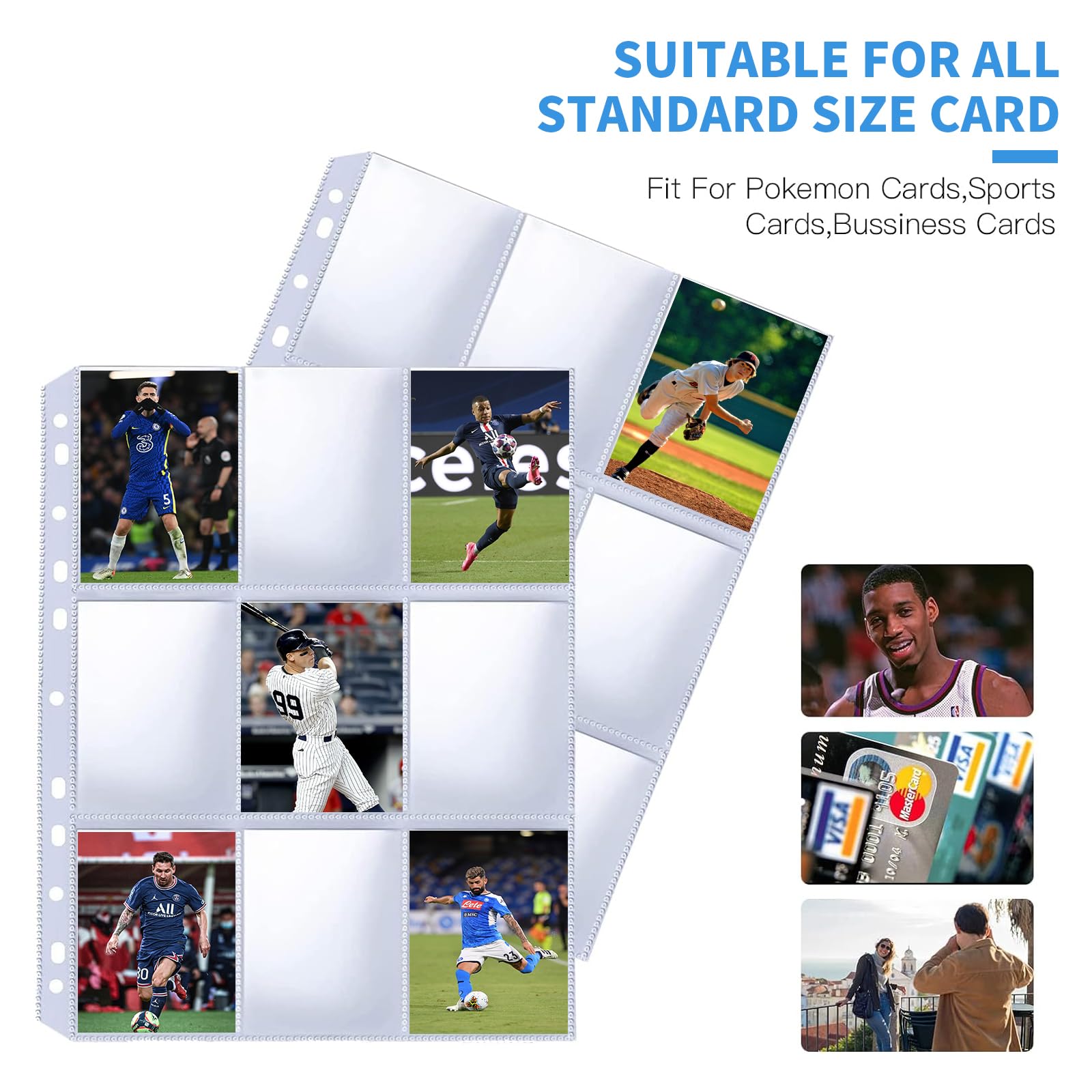 Premium 9-Pocket Card Sleeves - 400 Pack (Holds 7200 Cards) | Thickened Trading Card Binder Pages | 3-Ring Sports, Game & Coupon Organizer | Durable Collectible Card Protectors for MTG, Pokemon, Baseball Cards & More | Perfect for Collectors, Tournaments & Storage