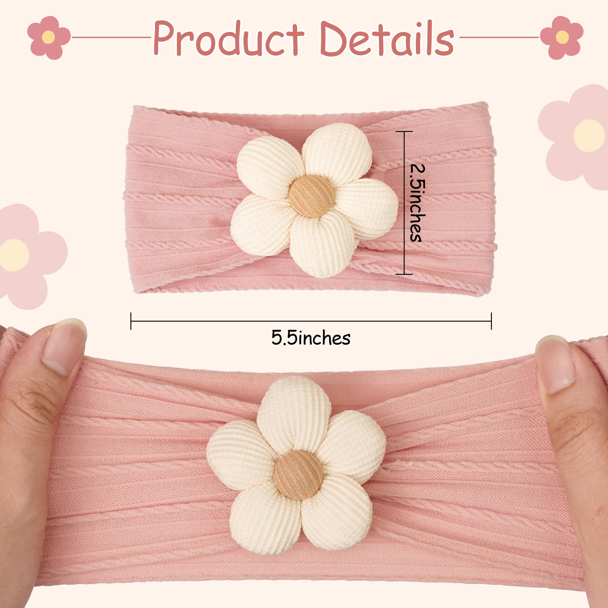 6PCS Soft Nylon Baby Flower Headbands & Hair Bows for Girls - Cute Hair Accessories for Newborns, Infants, Toddlers & Kids | Perfect for Photoshoots, Birthday Parties & Special Occasions
