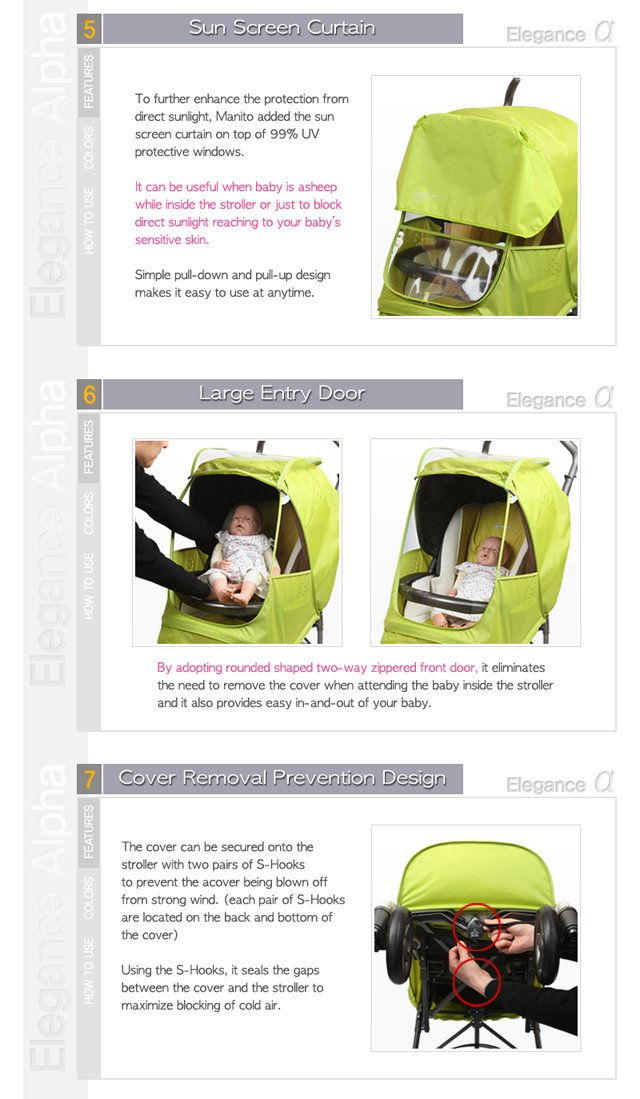 Manito Elegance Alpha Stroller Weather Shield Rain Cover - Green | Waterproof Stroller Protector for Baby Carriage | Perfect for Rainy Days, Snow & Wind Protection