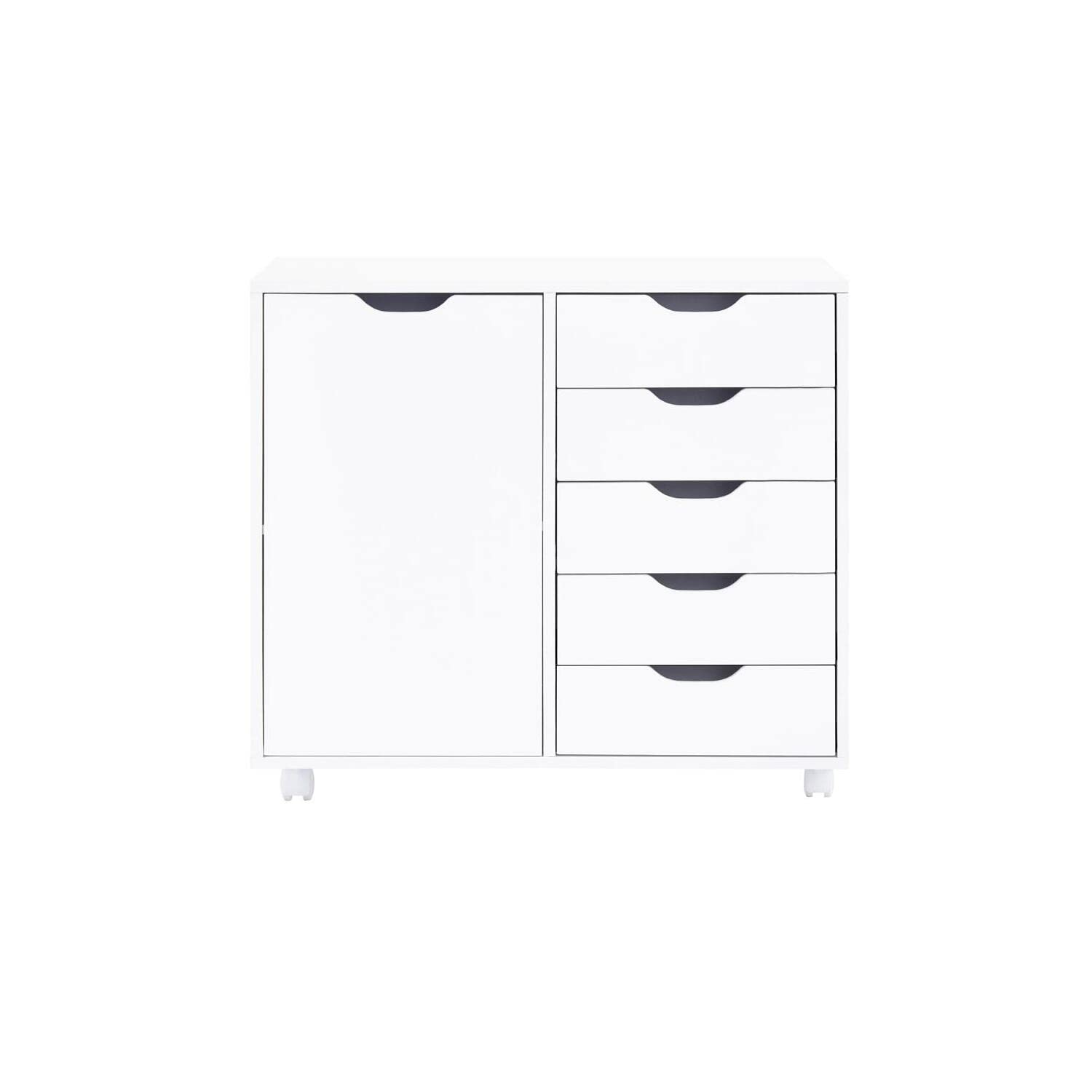 Naomi White 5-Drawer Rolling Storage Cabinet for Office & Home