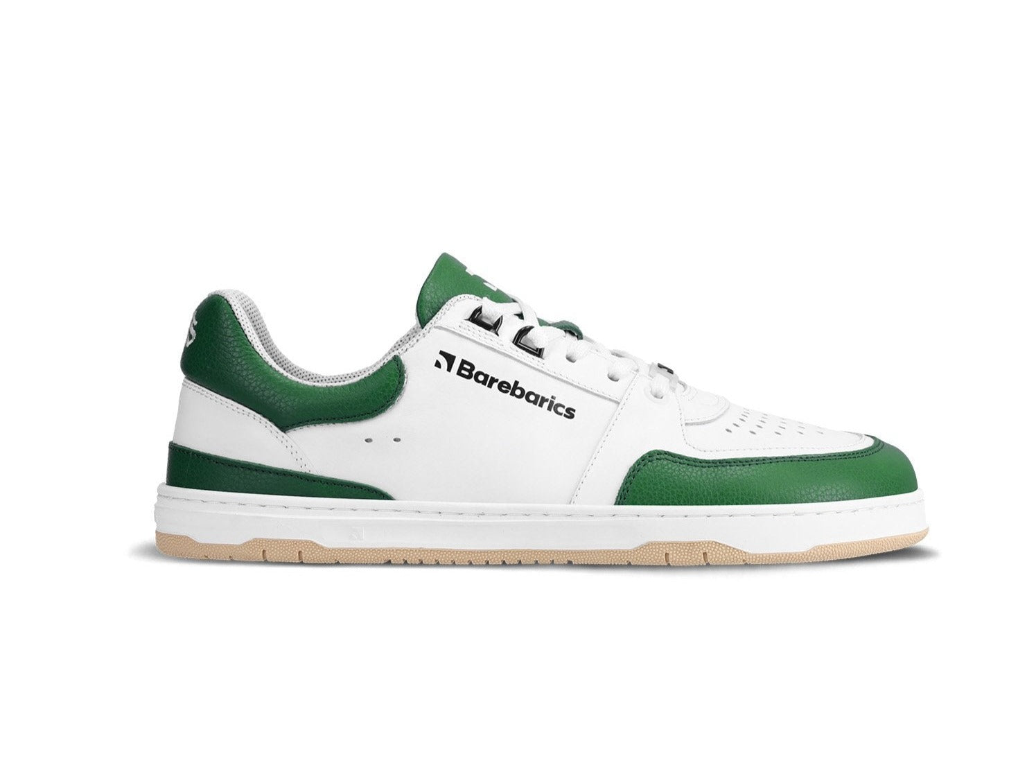 Barefoot Sneakers for Men & Women - Barebarics Wave White & Dark Green Minimalist Shoes | Lightweight, Flexible & Comfortable for Running, Walking & Gym Workouts