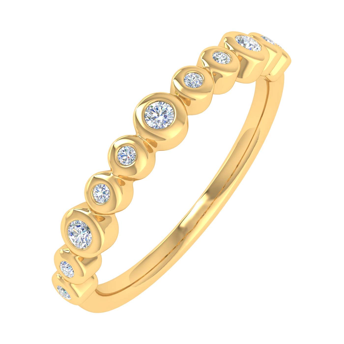 1/5 Carat Bezel Set Diamond Wedding Band Ring in 10K Gold - Elegant & Durable for Women's Engagement, Anniversary & Bridal Jewelry Gifts