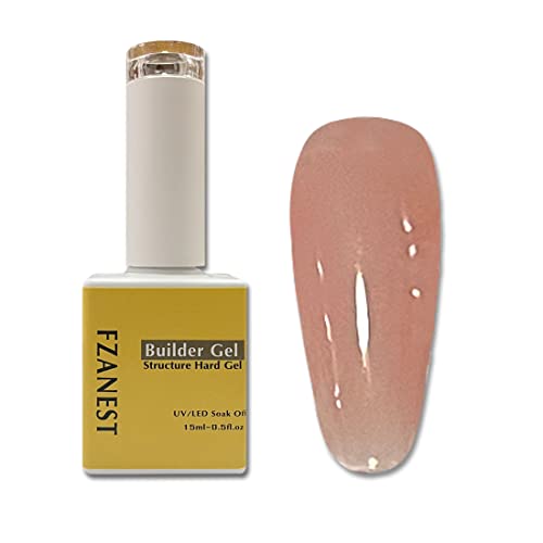 FZANEST Professional Builder Gel for Nails - 15ml Milky Nude Liquid Hard Gel with Brush | Soak Off Structure Gel for Nail Extensions, Strengthening & Enhancement | Perfect for Salon & DIY Manicures at Home