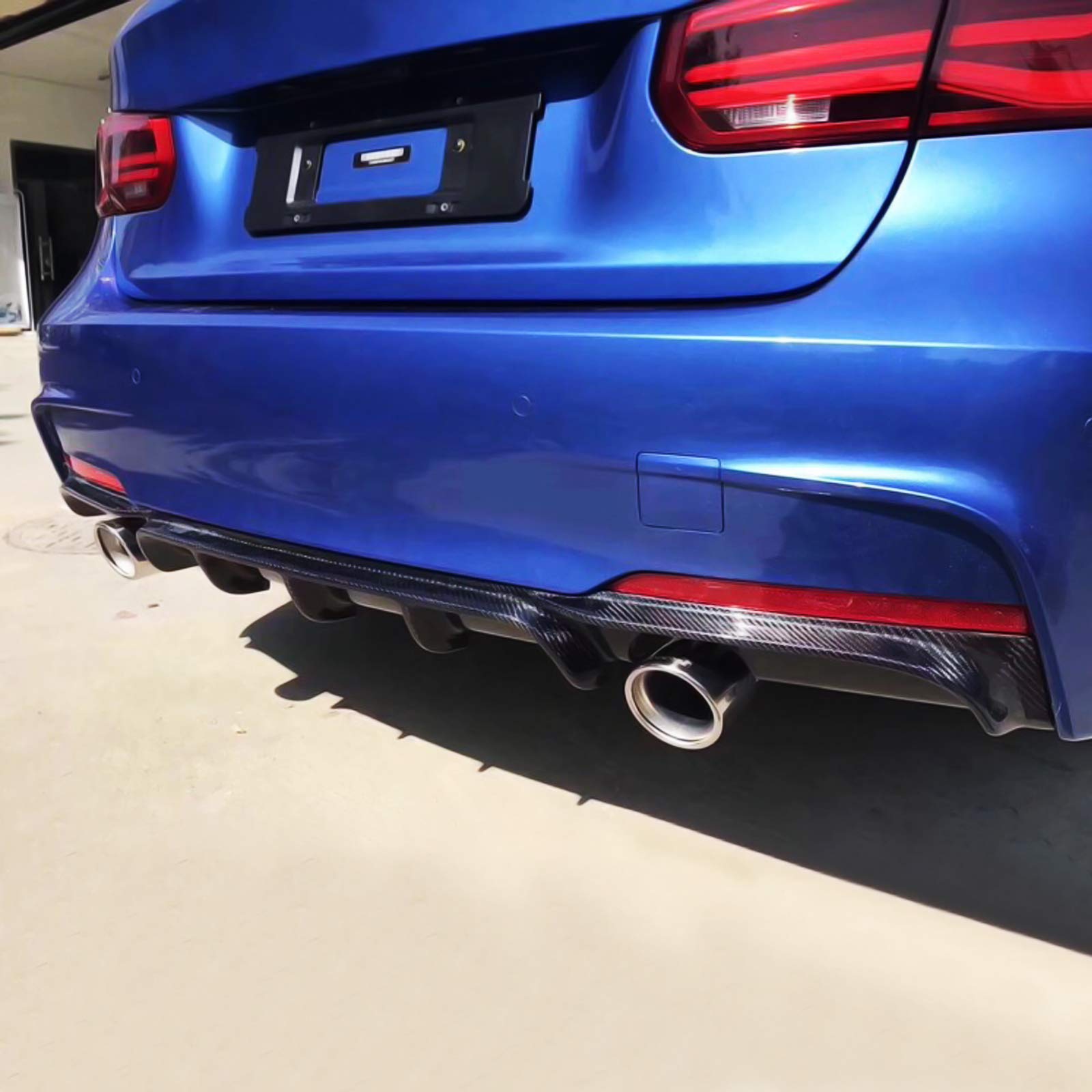 NINTE Rear Diffuser for 2012-2018 BMW 3 Series F30 | M Sport Style Carbon Fiber Lower Bumper Lip | Single Muffler & Dual Outlet Design | Enhances Aerodynamics & Sporty Look for Street & Track Performance