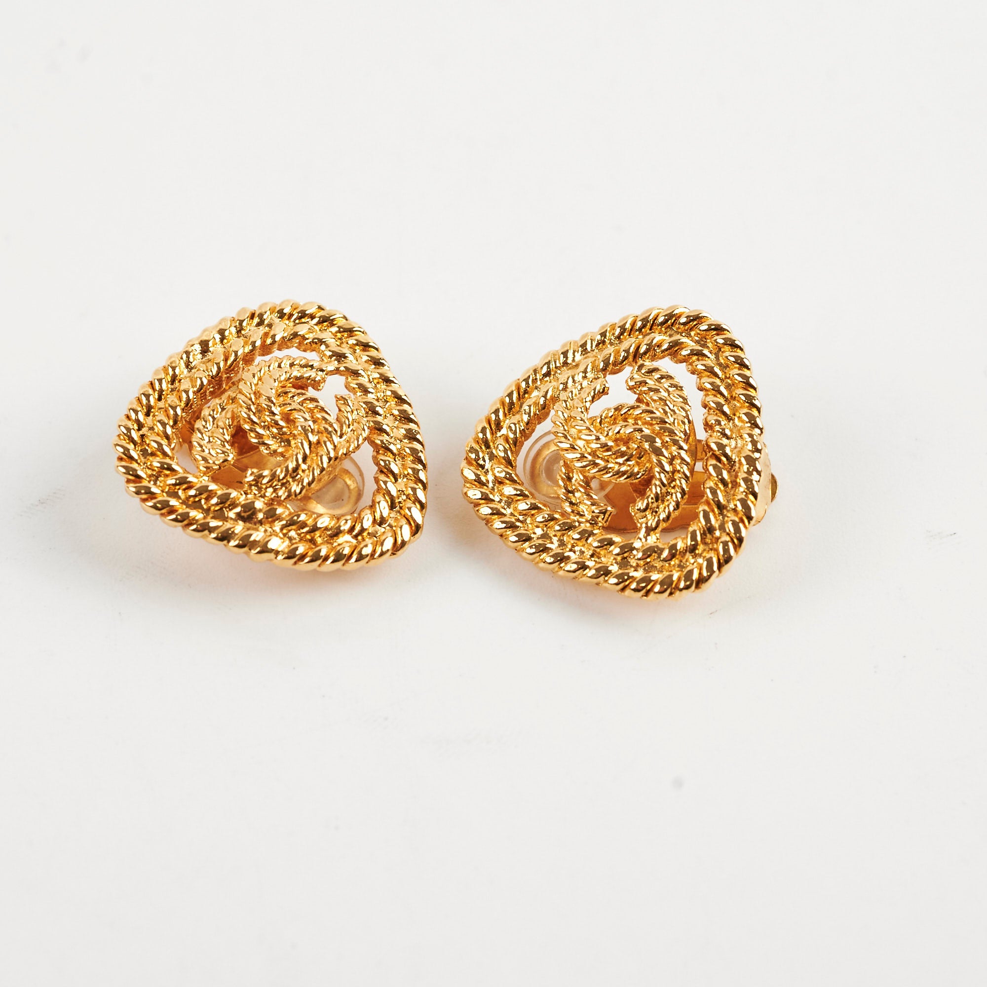 Chanel CC Triangle Clip-On Earrings for Women - Fashion Luxury Statement Earrings for Parties, Weddings & Special Occasions