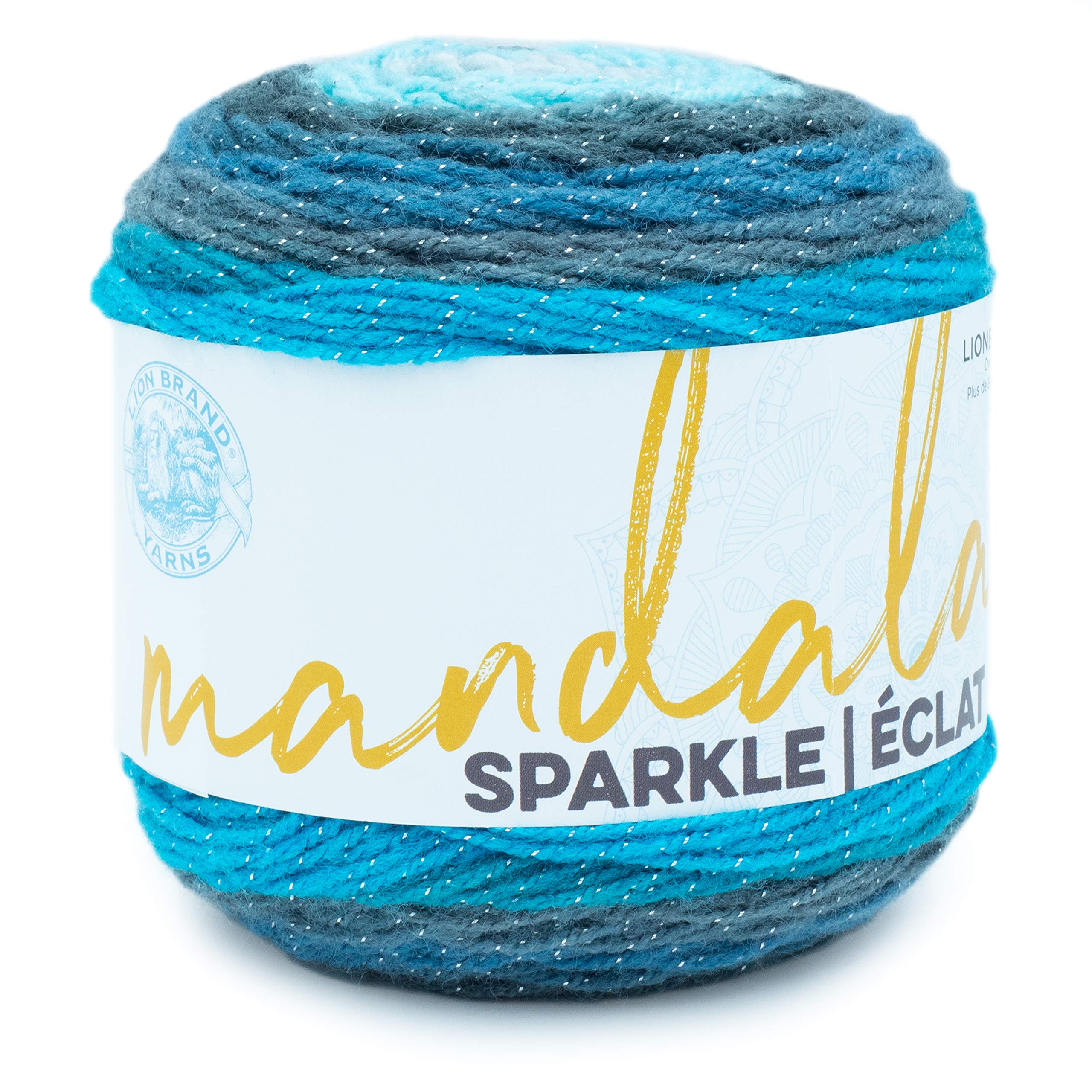 Lion Brand Yarn Mandala Sparkle Yarn - Aquarius Color (1 Skein) | Soft & Shimmery Acrylic Blend for Knitting, Crochet, and DIY Crafts