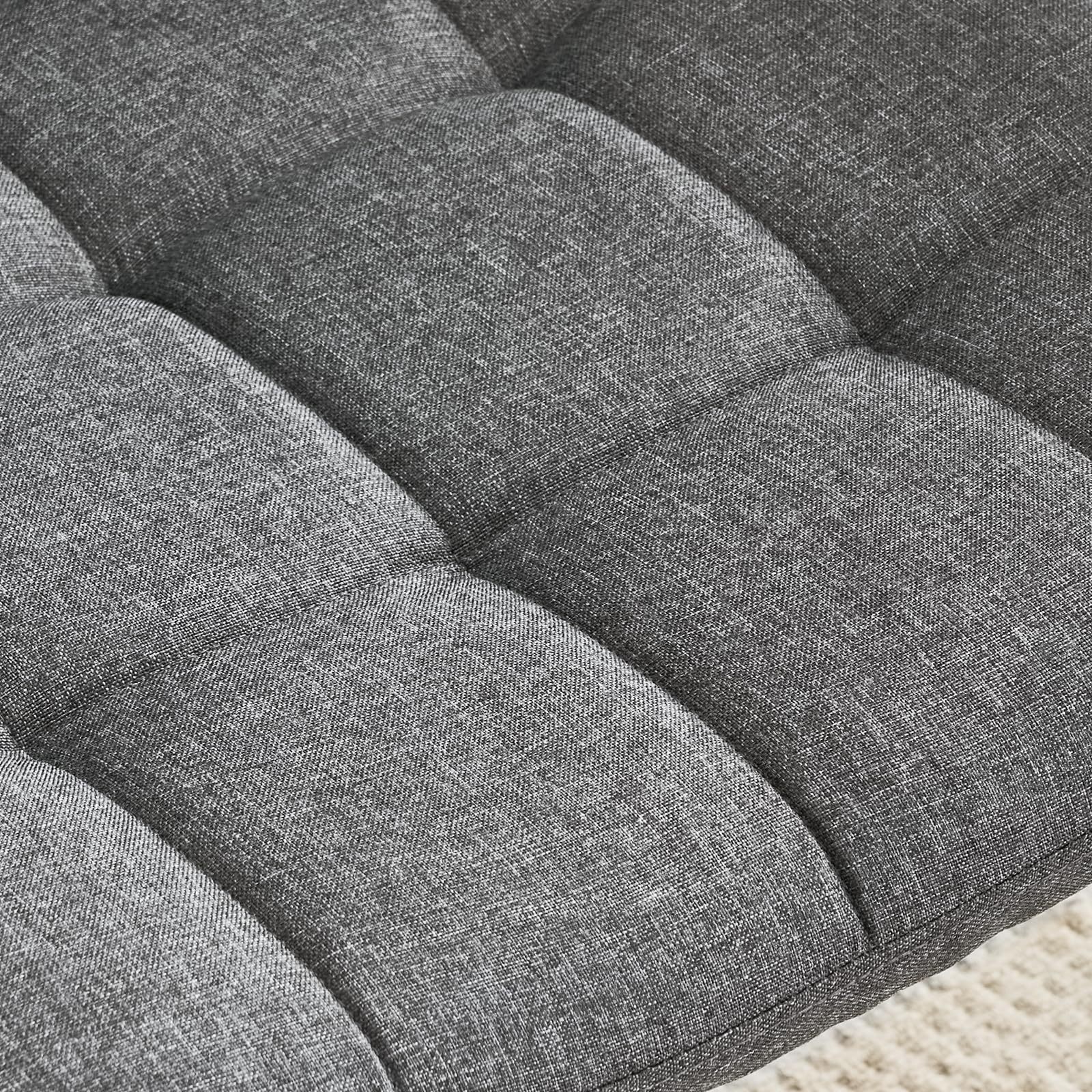 Furnimart Criss Cross Desk Chair with Wheels - 360° Swivel Wide Seat Cross Legged Office Chair with Thick Cushion, Armless Home Office Chair for Bedroom, Vanity & Study - Sturdy & Comfortable (Linen Gray) - Perfect for Small Spaces, Gaming & Remote Work