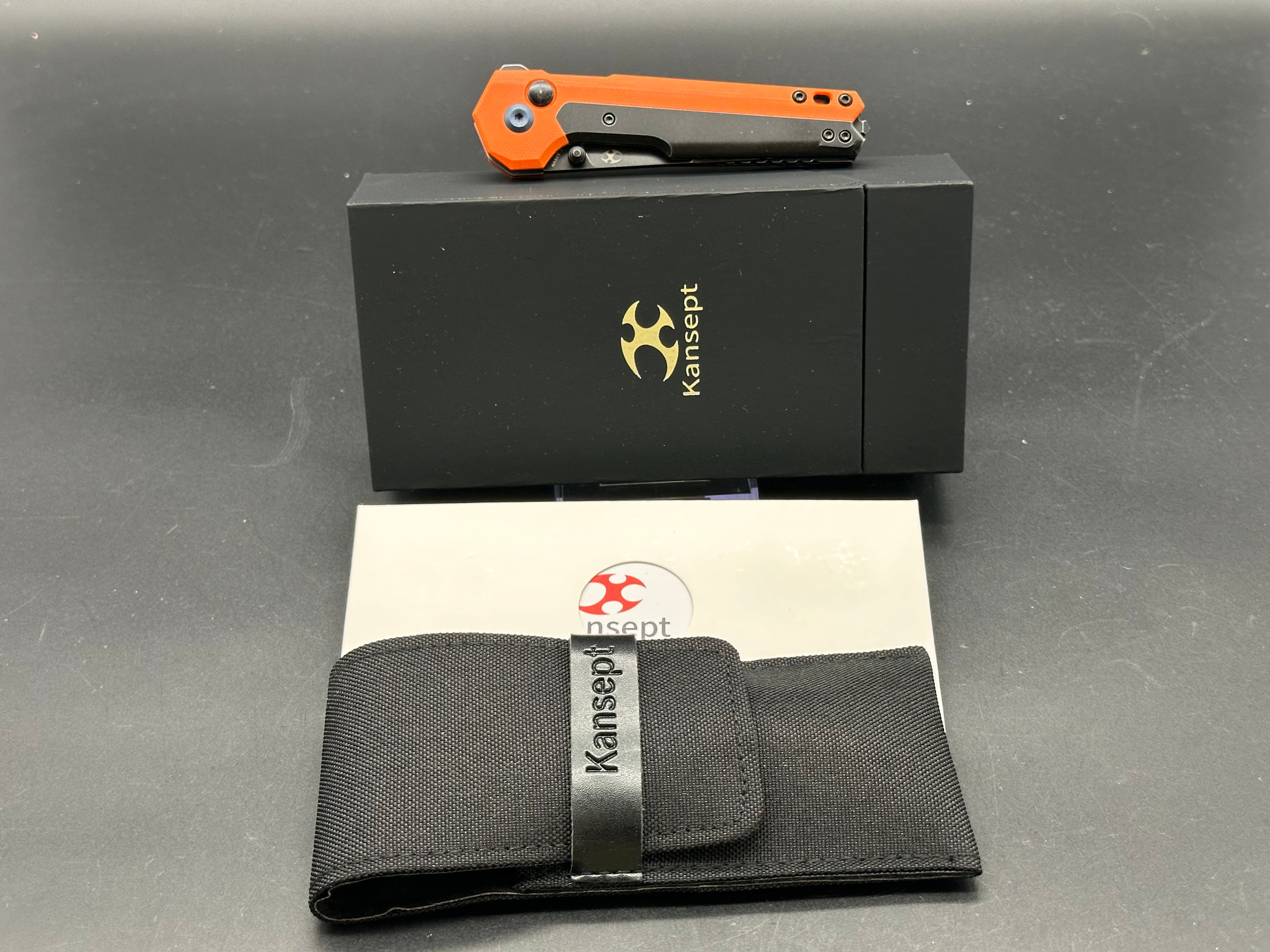 Kansept Mikkel Willumsen EDC Tactical Folding Knife - Orange G10 Handle, 3.1