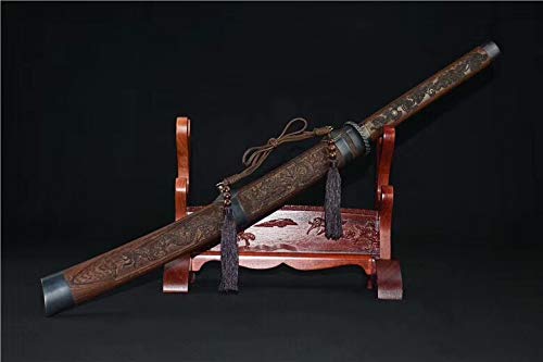 1095 Carbon Steel Forged Chinese Kang Xi Bao Dao Sword with Rosewood Handle - Authentic Traditional Blade for Martial Arts, Collectors & Home Display