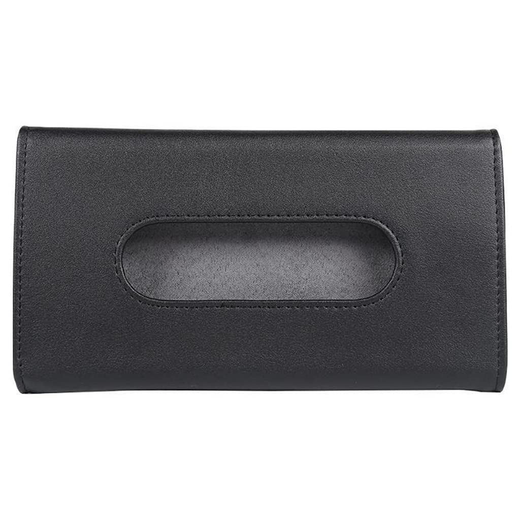 PU Leather Car Tissue Box Holder - Sun Visor Mounted Napkin Cover for Vehicles, Beige | Car Interior Accessory for Facial Tissues & Paper Napkins | Perfect for Road Trips, Commuting & Family Travel