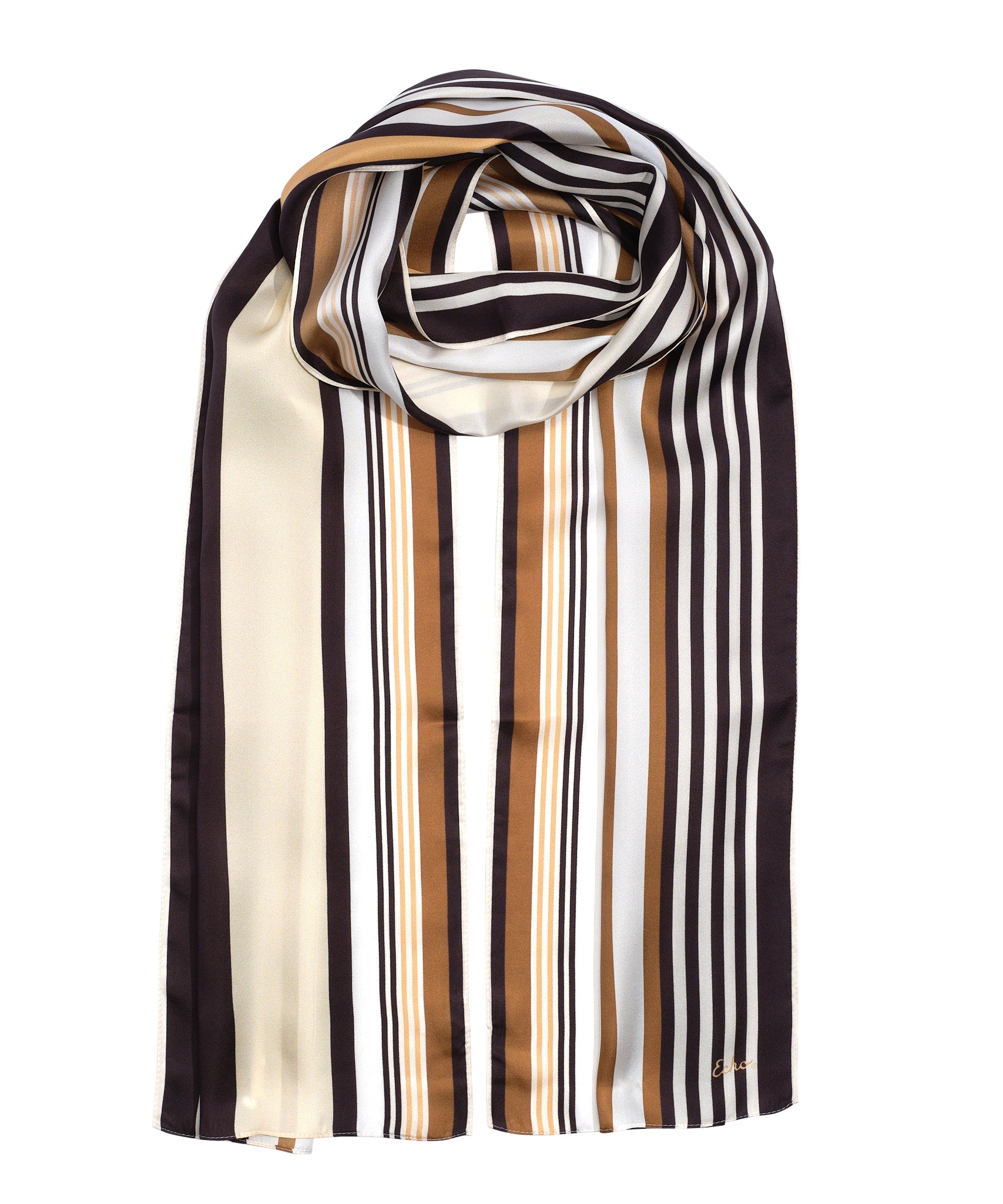 Tropic Stripe Silk Oblong Scarf - Lightweight & Elegant Womens Fashion Accessory for Summer, Beach, and Travel
