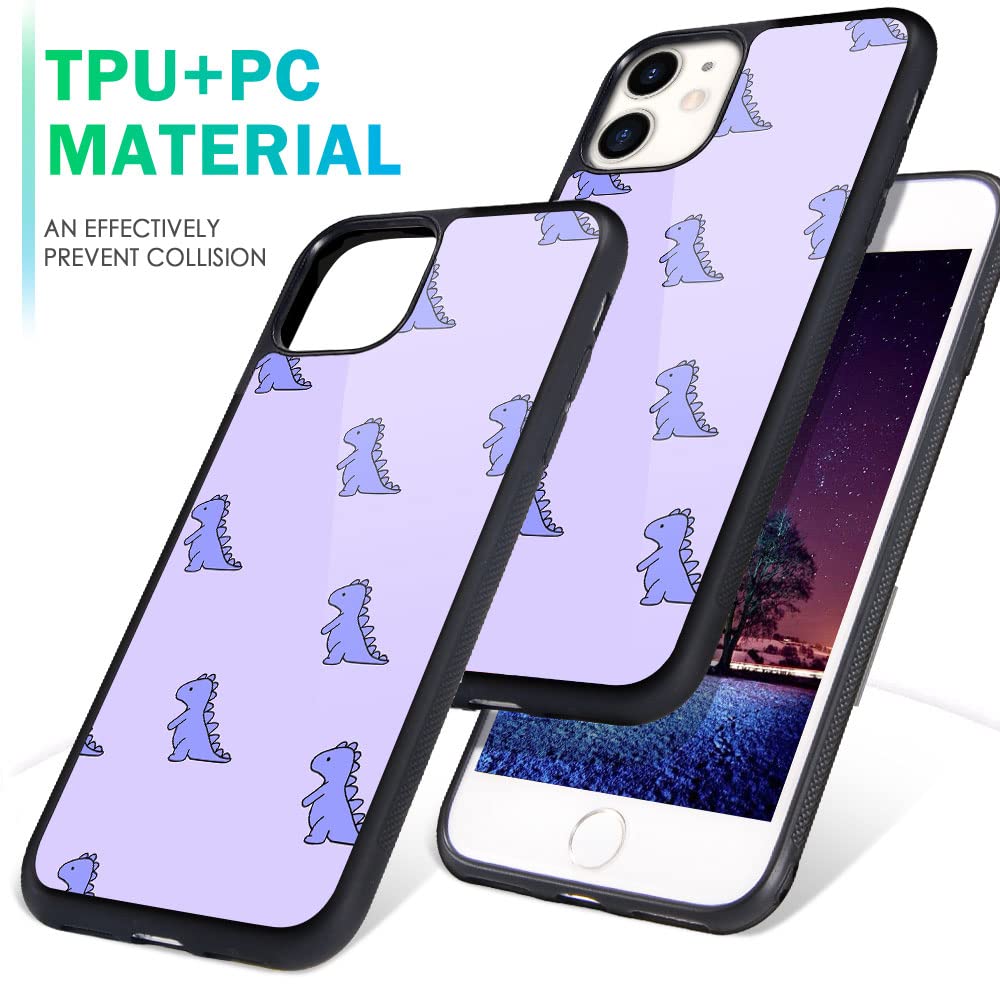 MAYCARI iPhone 11 Case - Cute Purple Dinosaur Pattern Protective Cover with Hard Back & Soft TPU Bumper for Women Girls | Perfect for School, Work & Everyday Use