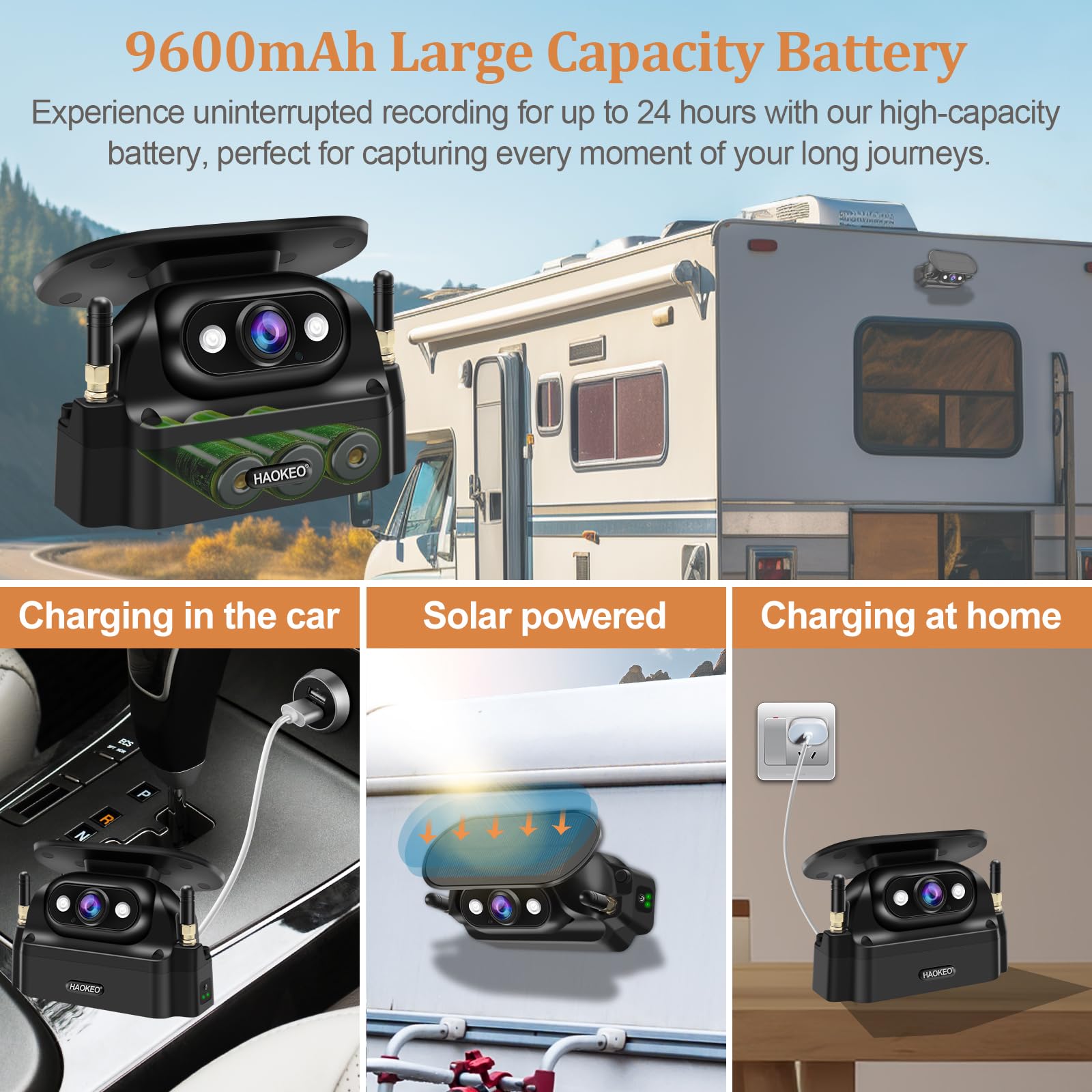 5 Inch Magnetic Solar Wireless Backup Camera with DVR - 1080P HD IPS Monitor, Rechargeable Reverse Camera System - Portable Cordless Rear View Camera for Trucks, RVs, Campers, Hitching & Horse Trailers - Perfect for Parking, Reversing & Towing Safety
