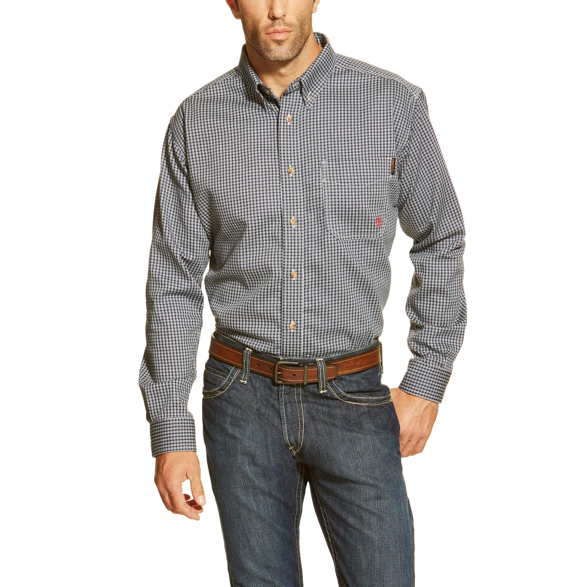 Ariat Men's FR Basic Work Shirt - Flame Resistant Long Sleeve Shirt for Construction, Oilfield & Industrial Work | Comfortable & Durable Workwear