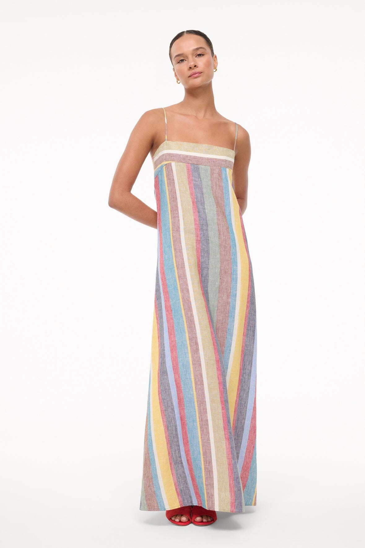 Laura Linen Dress - Market Stripe Style | Women's Summer Casual Dress for Beach, Vacation & Everyday Wear
