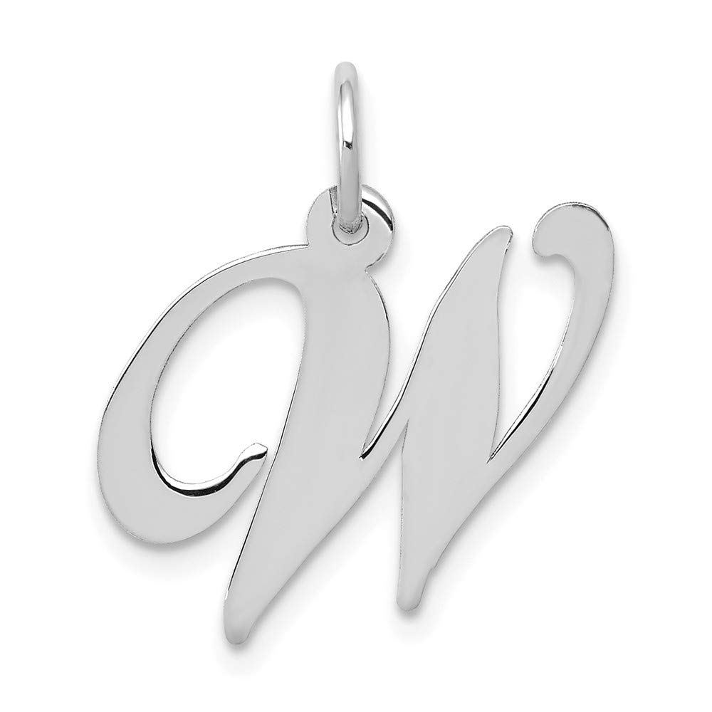 14K White Gold Medium Fancy Script Initial 