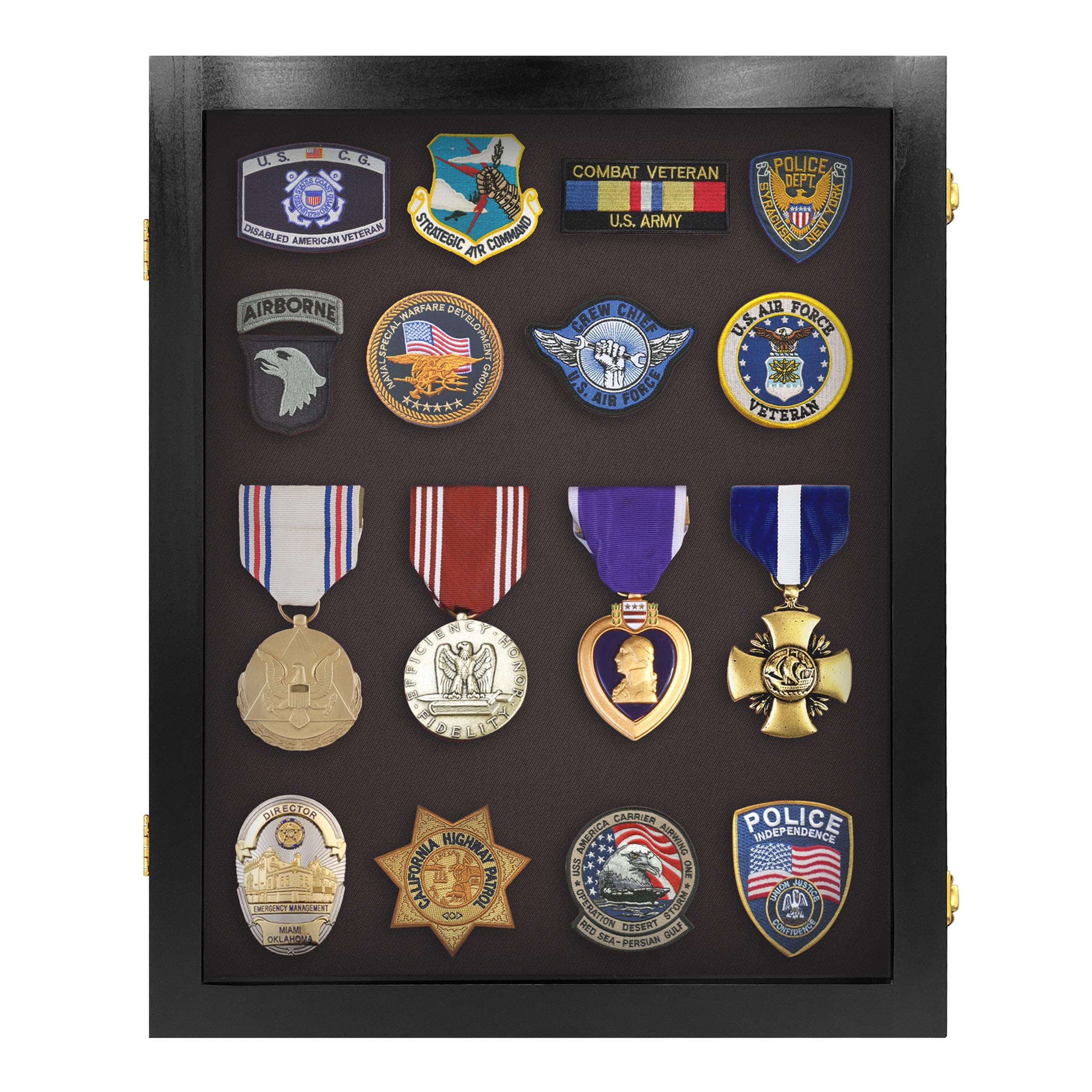 Small Medal Display Case - Acrylic Award & Patches Wall Cabinet for Trophies, Ribbons, Badges - Perfect for Home, Office, or Military Decor