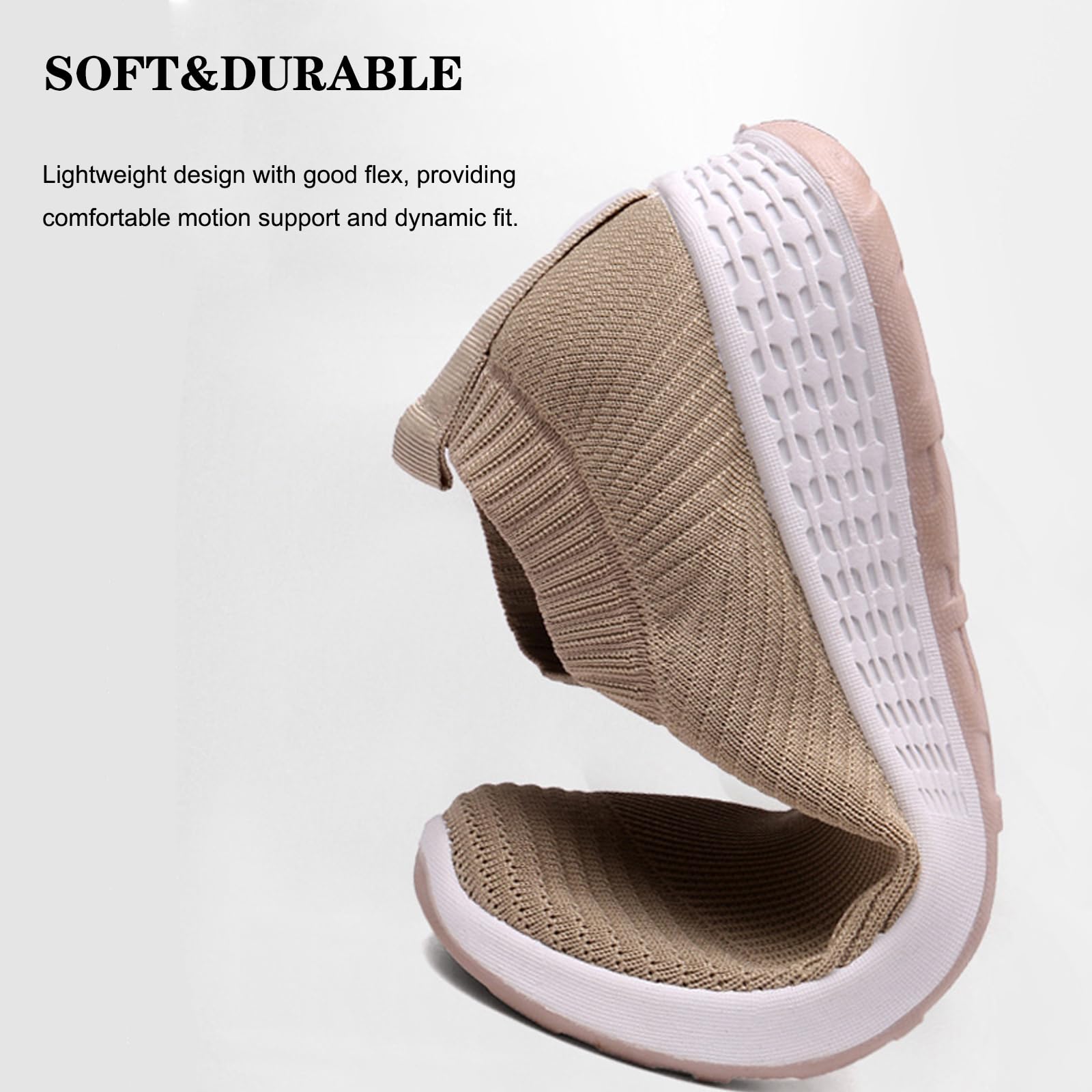 EFTCAL Women's Slip-On Walking Shoes - Breathable Mesh Athletic Sneakers for Running, Tennis & Casual Wear - Lightweight Comfortable Non-Slip Elastic Knit Socks Shoes for Workout, Travel & Daily Use