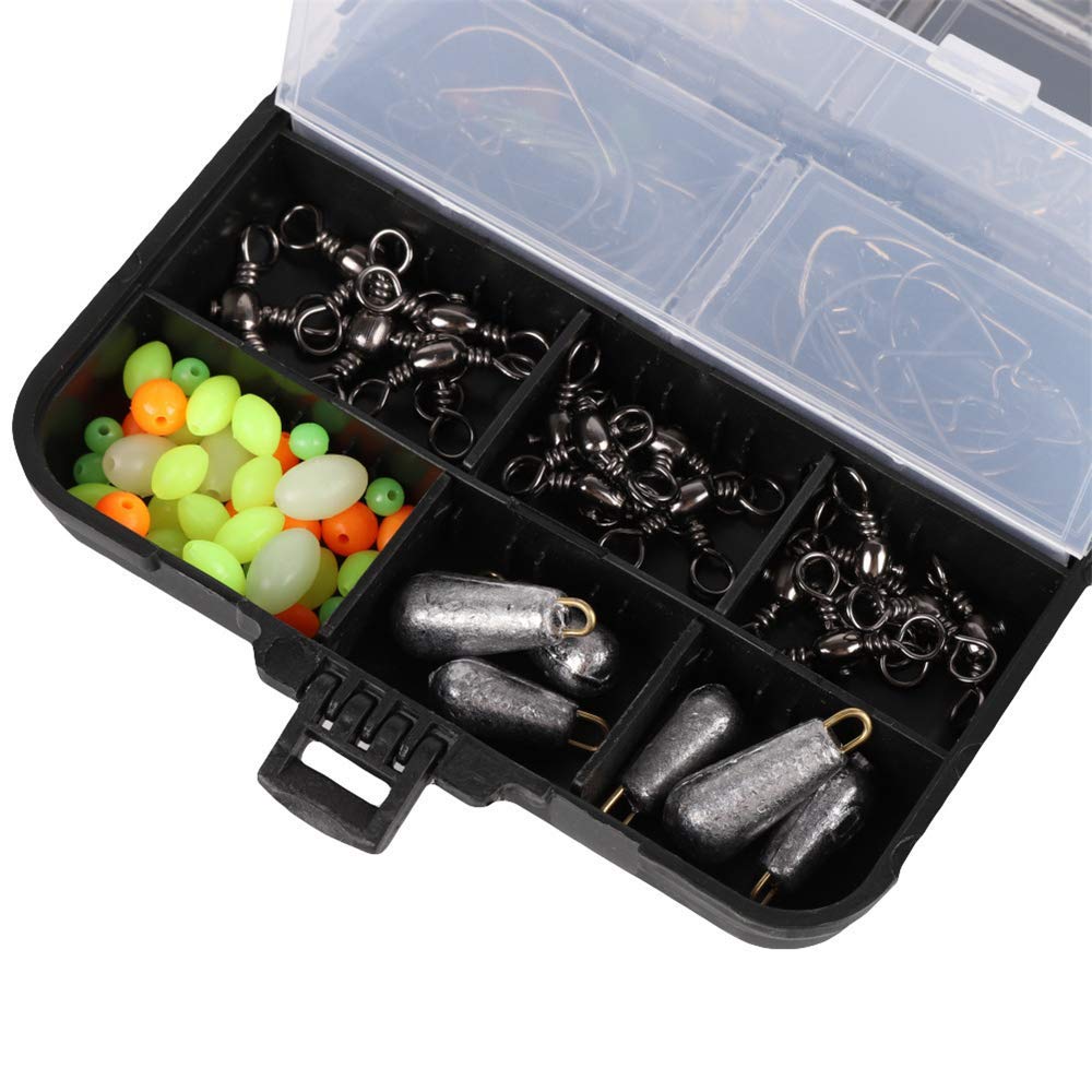 2-Piece Fishing Gadgets Set - Sea Fishing Hooks, Swivels, Plumb Bob & Small Accessories Kit for Saltwater & Freshwater Angling - Perfect for Boat, Pier & Shore Fishing