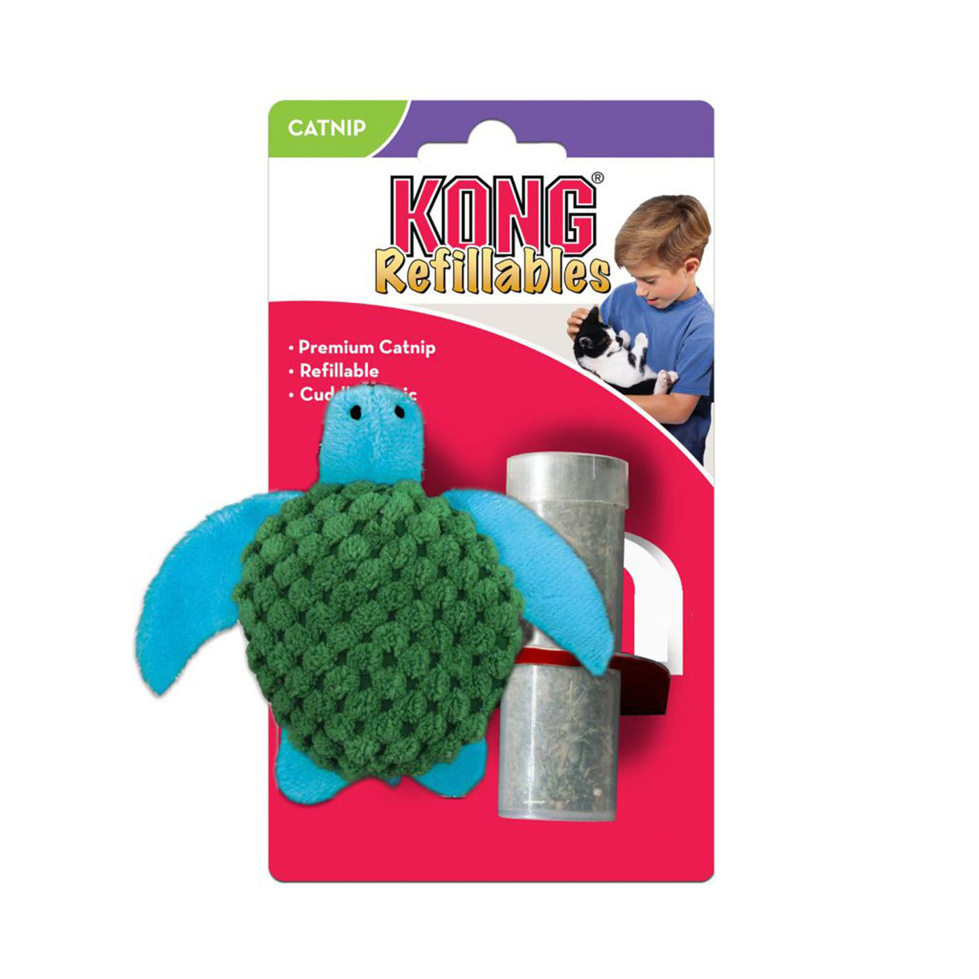 KONG Refillable Catnip Turtle Toy for Cats - Durable Interactive Play for Indoor & Outdoor Fun - Perfect for Playtime, Training & Stress Relief