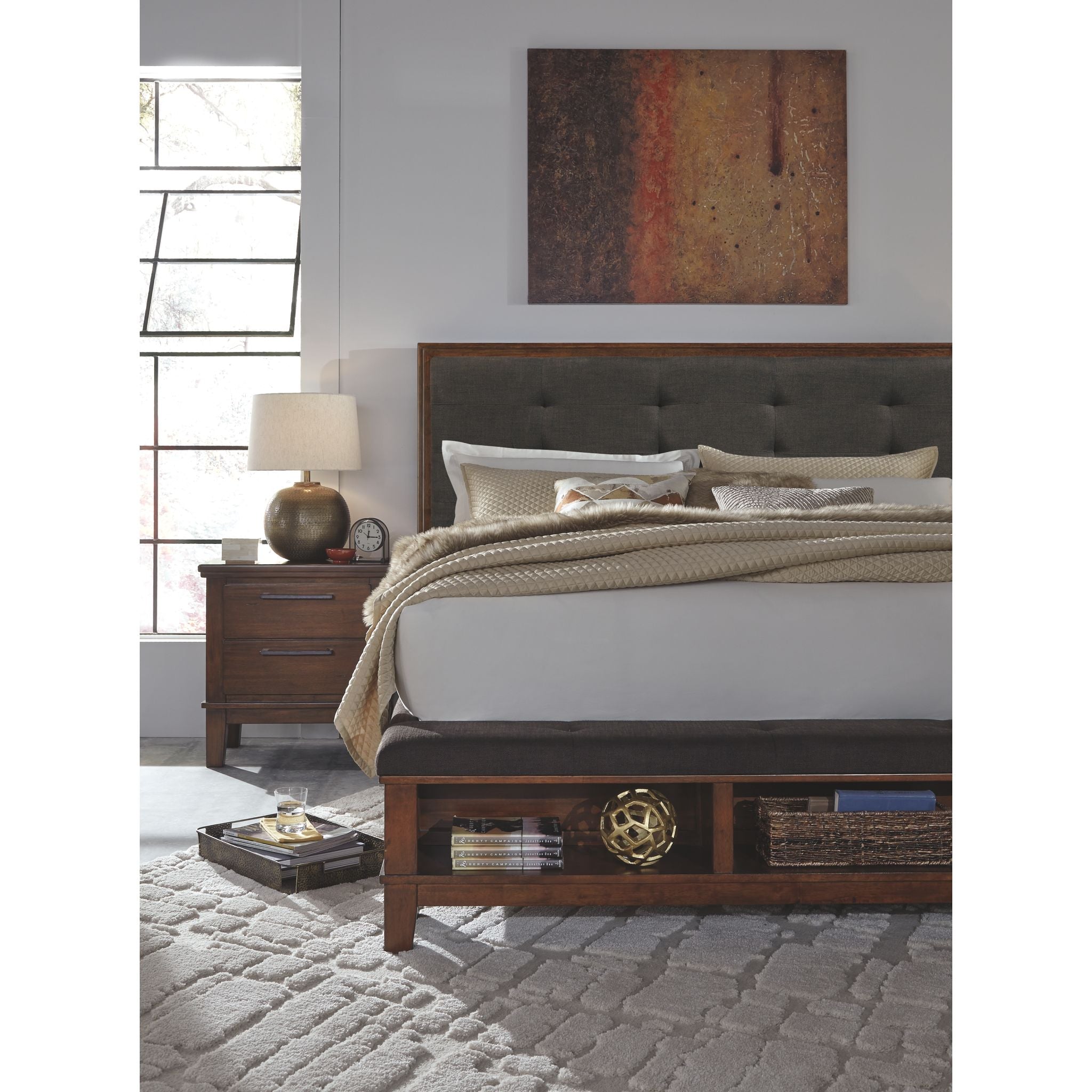 Ashley Ralene 3-Piece Panel Bed Set - Queen Size Wooden Bed Frame with Headboard & Footboard - Perfect for Master Bedroom & Guest Room Decor