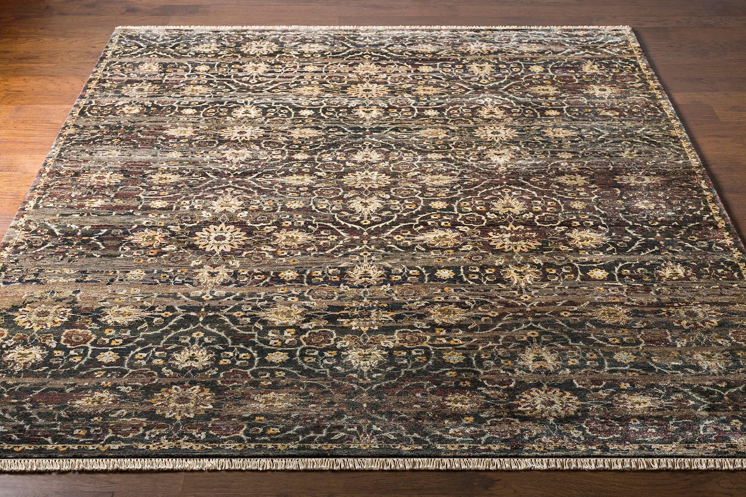 Premium Wool Area Rug 2x3 Feet - Mark&Day Ravenna Traditional Dark Brown Carpet for Living Room, Bedroom, Kitchen | Soft & Durable Floor Mat for Home Decor, Office, Entryway (2' x 3')