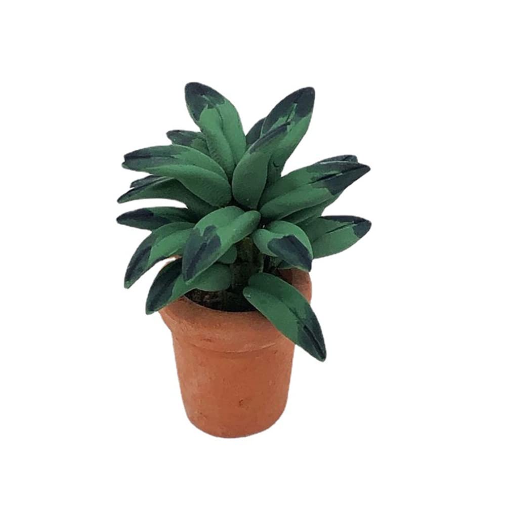 1:12 Scale Mini Green Leaf Pot Plant - Realistic Dollhouse Decoration Accessories for DIY Miniature Gardens & Home Decor