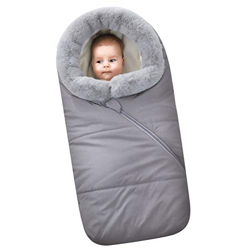 Universal Baby Stroller Footmuff - Warm Fleece Liner & Windproof Pushchair Cover with Removable Fur Collar | Fits Pram, Jogger & Most Strollers | Cozy Winter Accessory for Newborns & Toddlers | Perfect for Outdoor Walks, Shopping & Travel