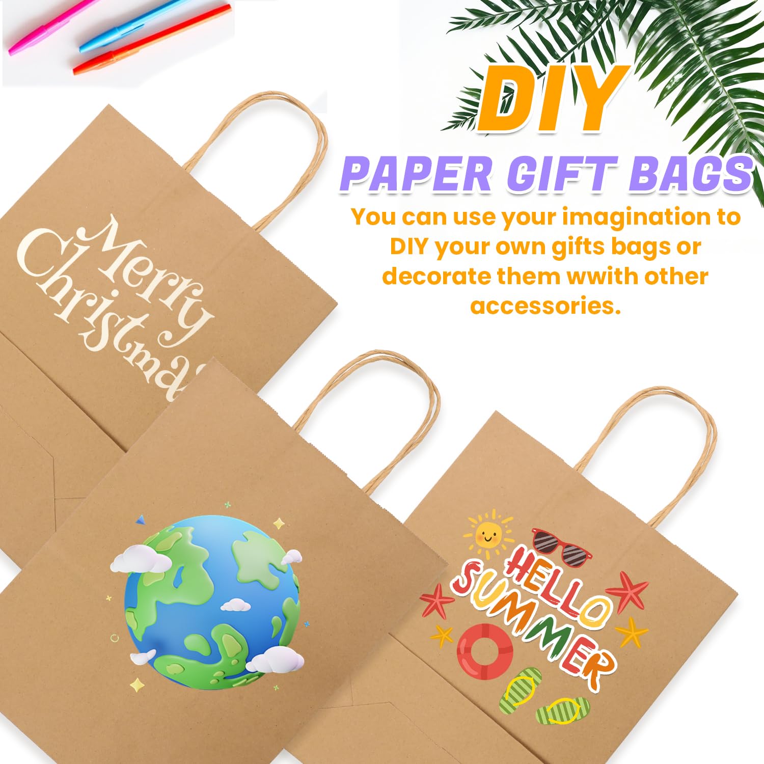 XPCARE 100-Pack Large Brown Kraft Paper Gift Bags with Handles (10x5x13 Inch) - Bulk Eco-Friendly Shopping Bags for Weddings, Parties, Retail & Gift Packaging