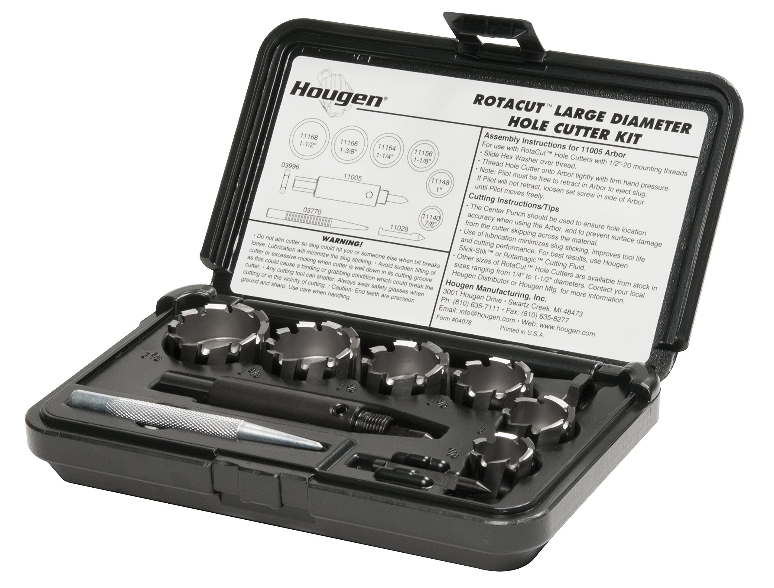 Hougen 11078 RotaCut Large Diameter Hole Cutter Kit - 9 Piece Fractional Set (7/8