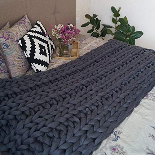 Clootess Bulky Chunky Yarn - 11 lbs Big Roving Wool for Hand Knitting, DIY Projects, Sofa & Bed Throw Blankets (Dark Gray) | Perfect for Cozy Winter Crafts, Home Decor & Gift Making