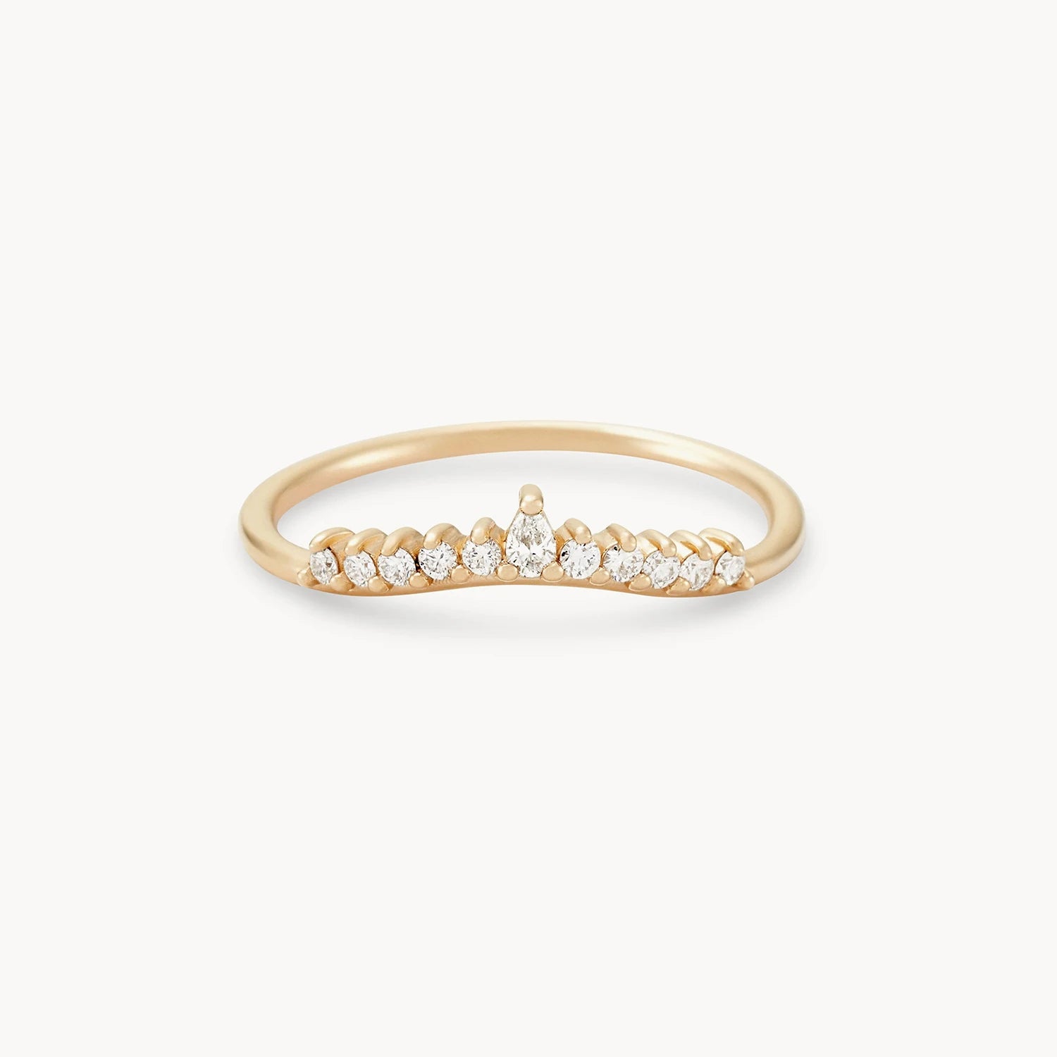 14K Yellow Gold Sunbeam Ring with White Diamonds - Elegant Jewelry for Weddings, Anniversaries & Special Occasions