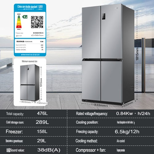 Haier BCD-476WGHTDEDXM 476L Energy Efficient 4-Door Refrigerator with 2-Year Warranty - Perfect for Large Families & Modern Kitchens