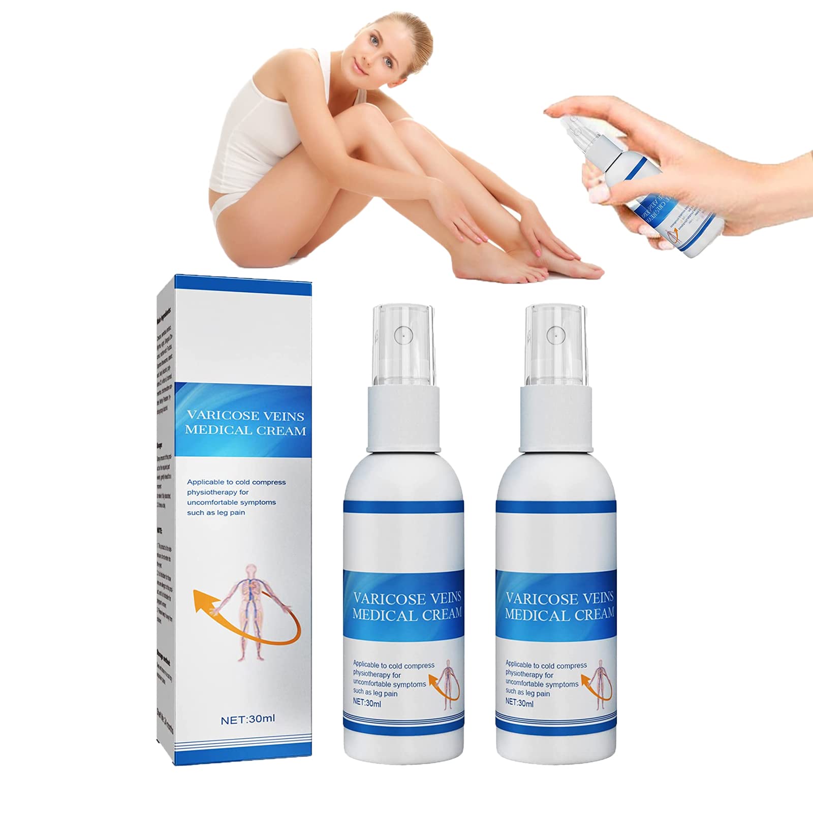 VeinFix Varicose Vein Treatment Spray - Fast Relief for Swollen Legs & Spider Veins | Doctor-Recommended Solution for Pain Relief & Circulation Support | Perfect for Office Workers, Pregnant Women & Seniors