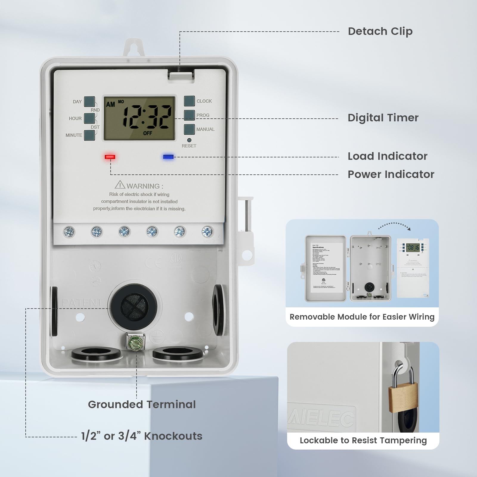 SURAIELEC 7-Day Digital Pool Pump Timer - 40 AMP Heavy Duty Programmable Switch Box for Swimming Pools, Hot Water Heaters & Lights (120/240/277V AC, 2HP) | Indoor/Outdoor Use for Energy Savings & Automated Control