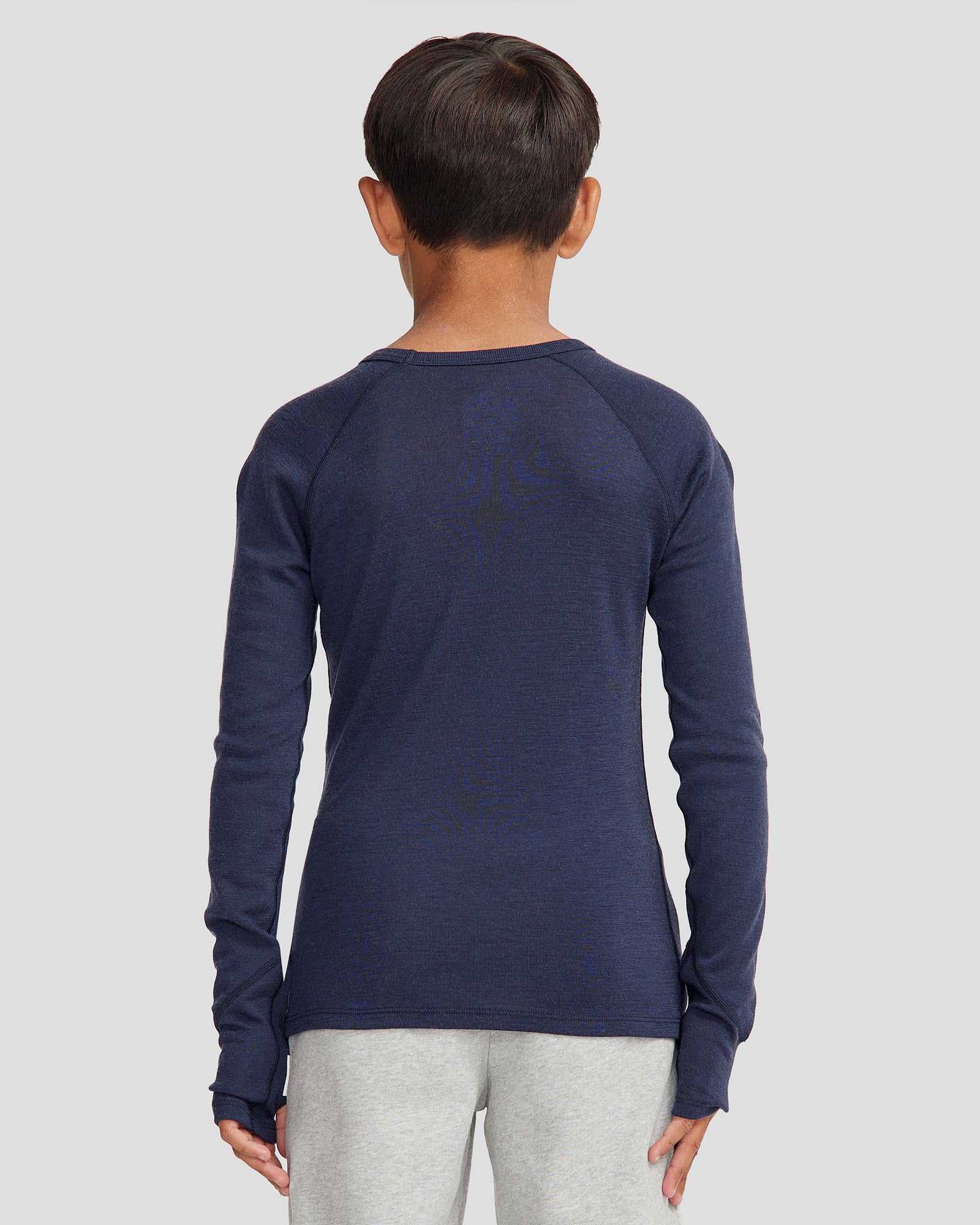 KMD Merino Kids' Baselayer Long Sleeve Top - Pure Navy - Soft Wool Thermal Underwear for Boys & Girls - Perfect for Winter Sports, Hiking & Outdoor Activities