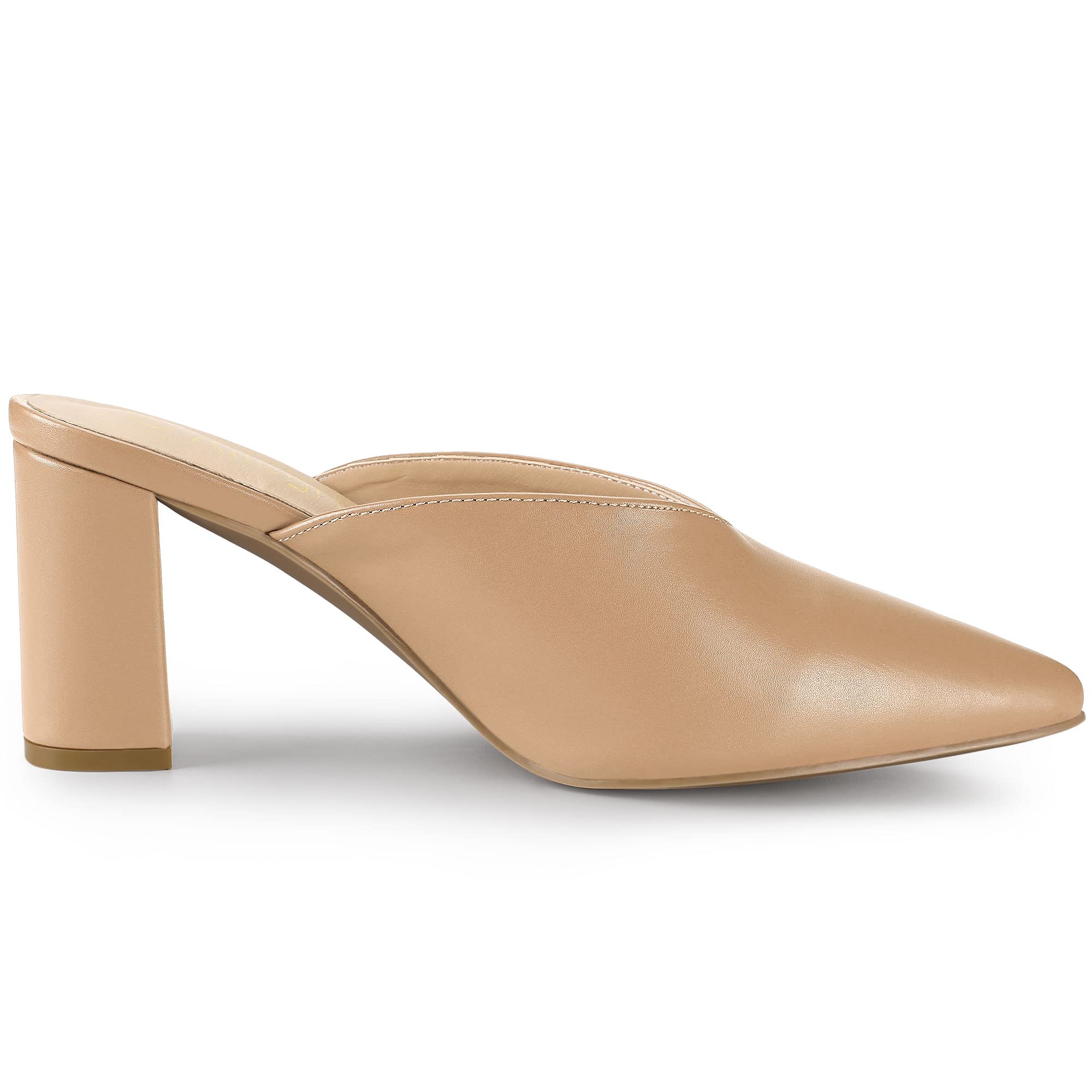 Allegra K Women's Pointed Toe Chunky Heel Slide Mules - Comfortable Dressy Sandals for Office, Party & Summer Outfits