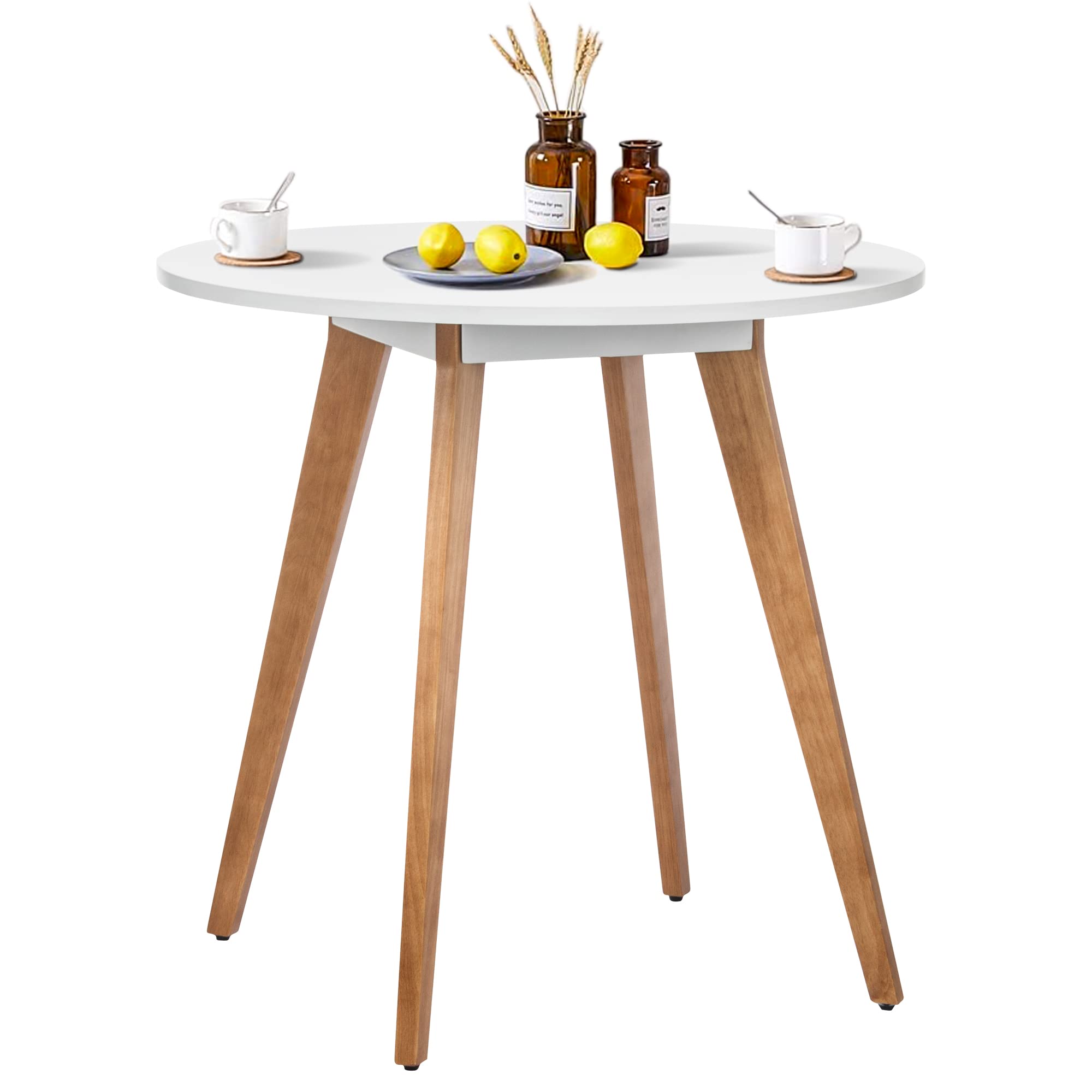 Mid Century Modern Dining Table - Solid Wood Legs Kitchen Table 31.5