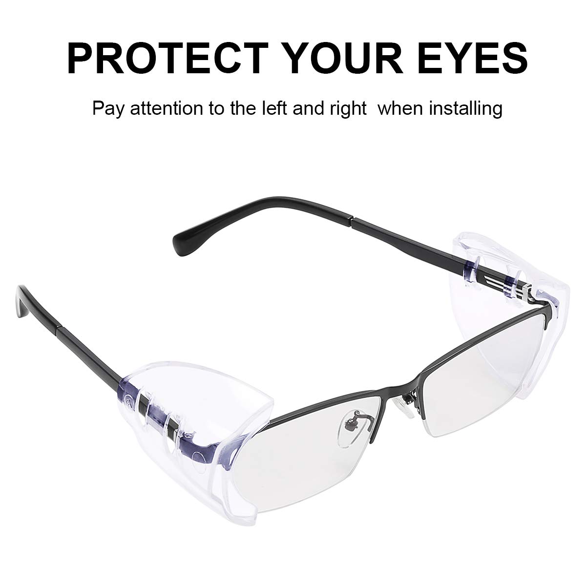 YunTuo 10 Pairs Safety Glasses Side Shields - Flexible Slip-On Protective Eyewear Accessories for Small to Medium Frames | Perfect for Lab Work, Construction & DIY Projects