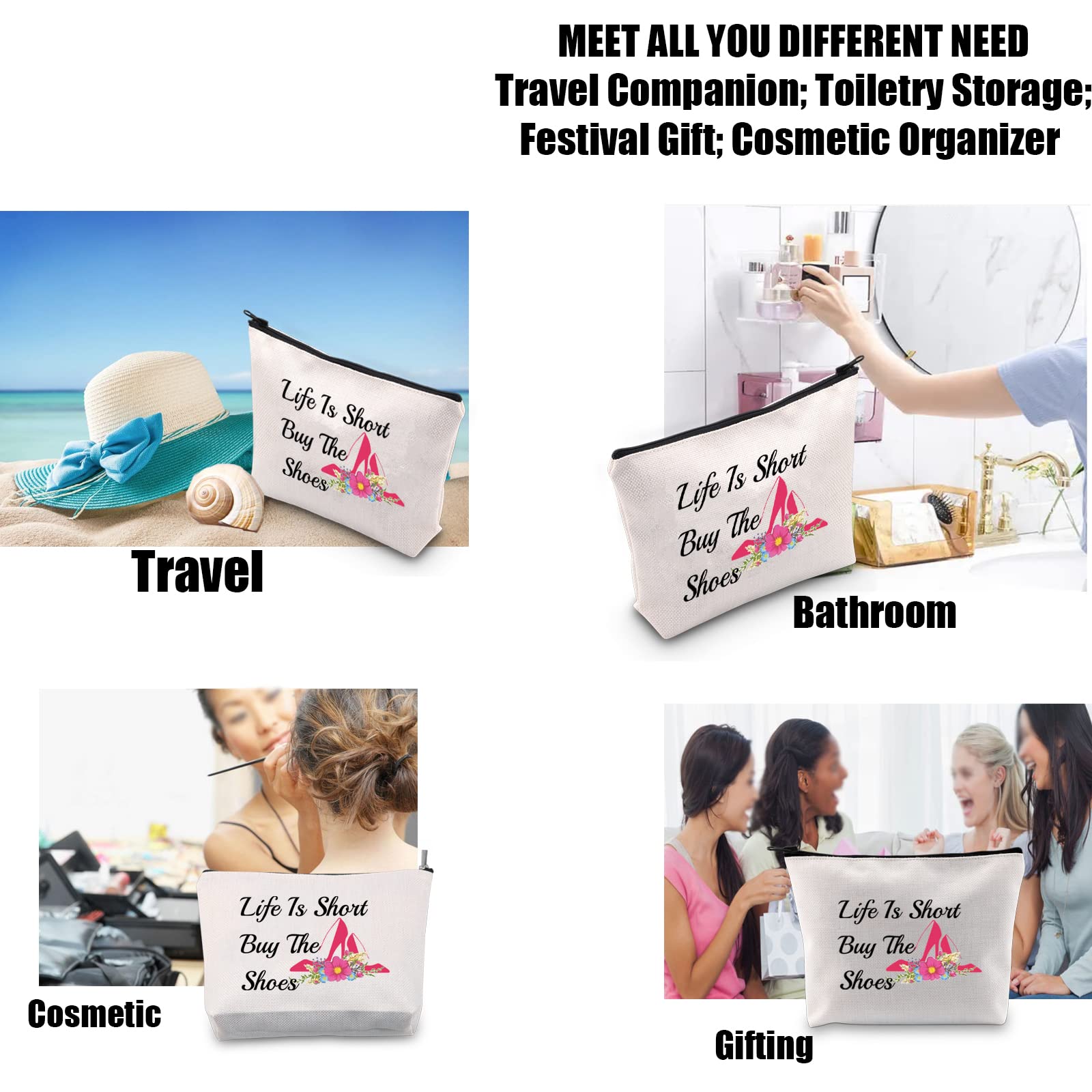 JYTAPP Women's High Heel Shoe Lover Gift - Fashion Novelty Cosmetic Makeup Bag for Ladies, Travel Makeup Pouch (Beige) - Perfect for Birthday Gifts, Travel Essentials & Shoe Enthusiast Collections