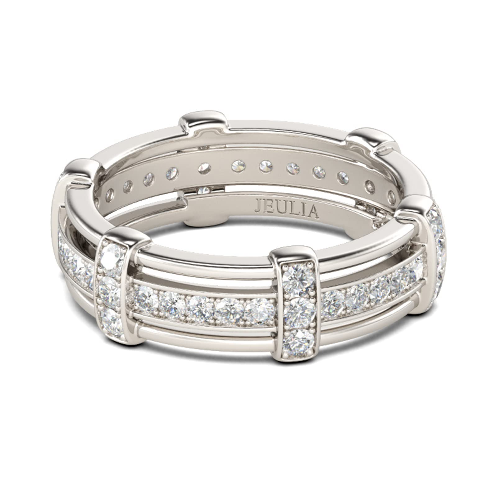 Jeulia Knot Sterling Silver Men's Wedding Band - Round Cut Diamond Promise Ring for Women & Men - Anniversary & Engagement Jewelry Gift with Box (Perfect for Proposals, Vows Renewal & Romantic Occasions)