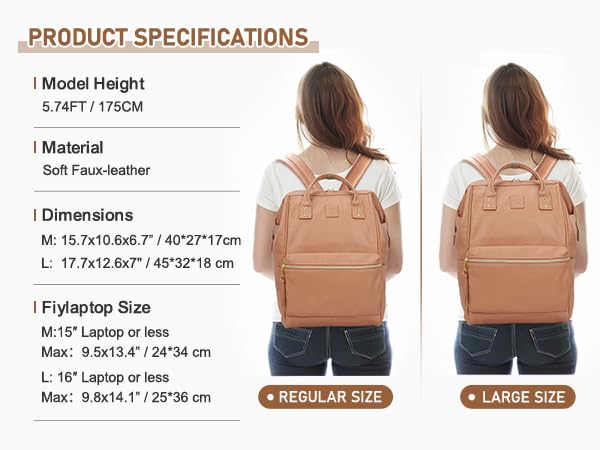 Kah&Kee Genuine Leather Backpack for Women - 15 Inch Laptop Bag with USB Charging Port - Professional Teacher Bag, Diaper Backpack, Work & School Backpack - Perfect for Office, College, Business Travel & Daily Commute